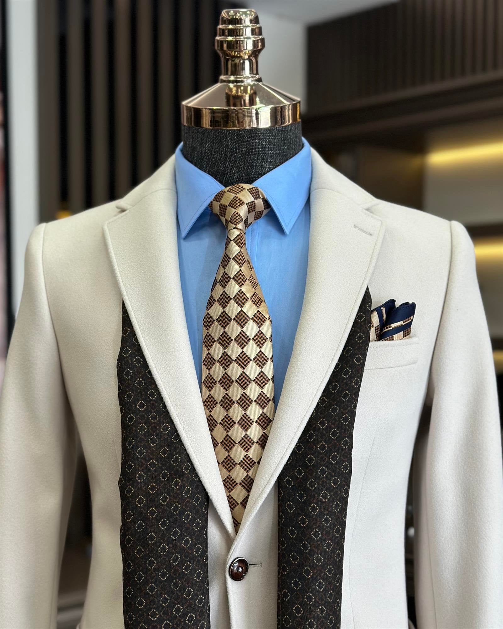 Beige Single Breasted Blazer