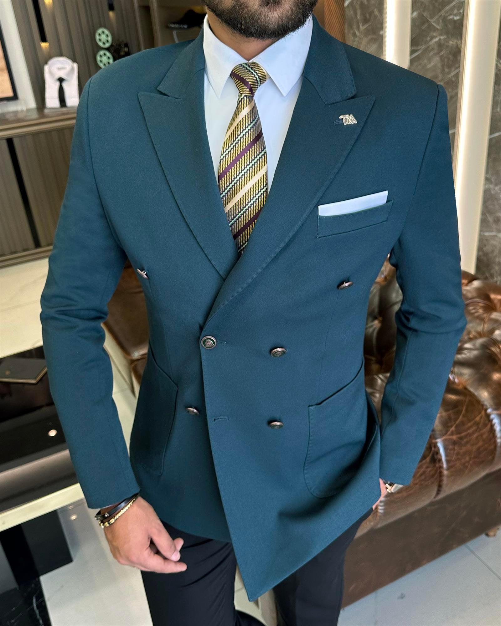 Green Double Breasted Blazer