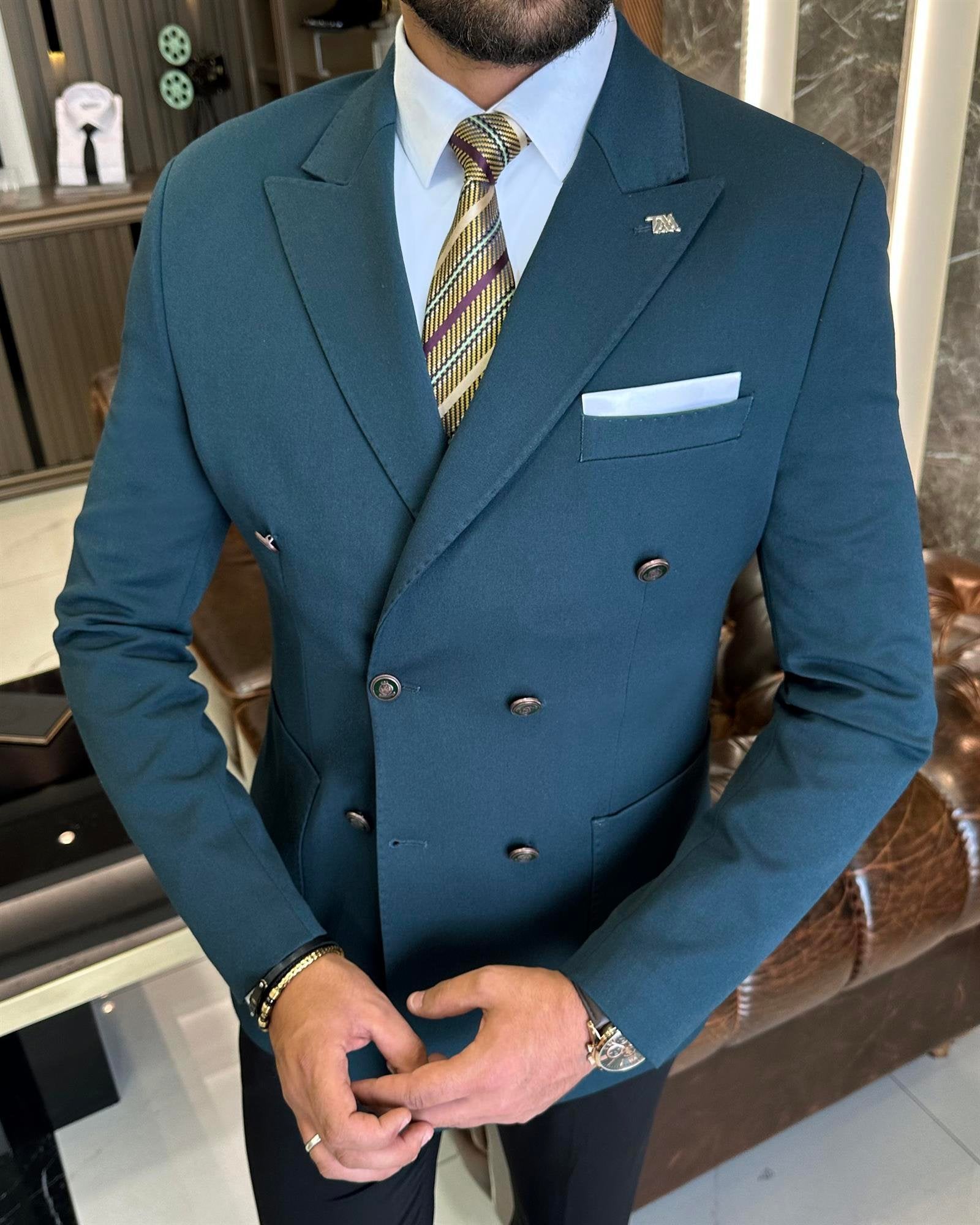 Green Double Breasted Blazer