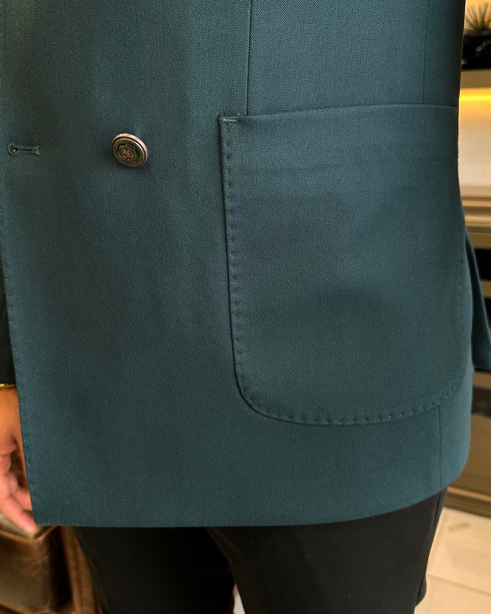 Green Double Breasted Blazer