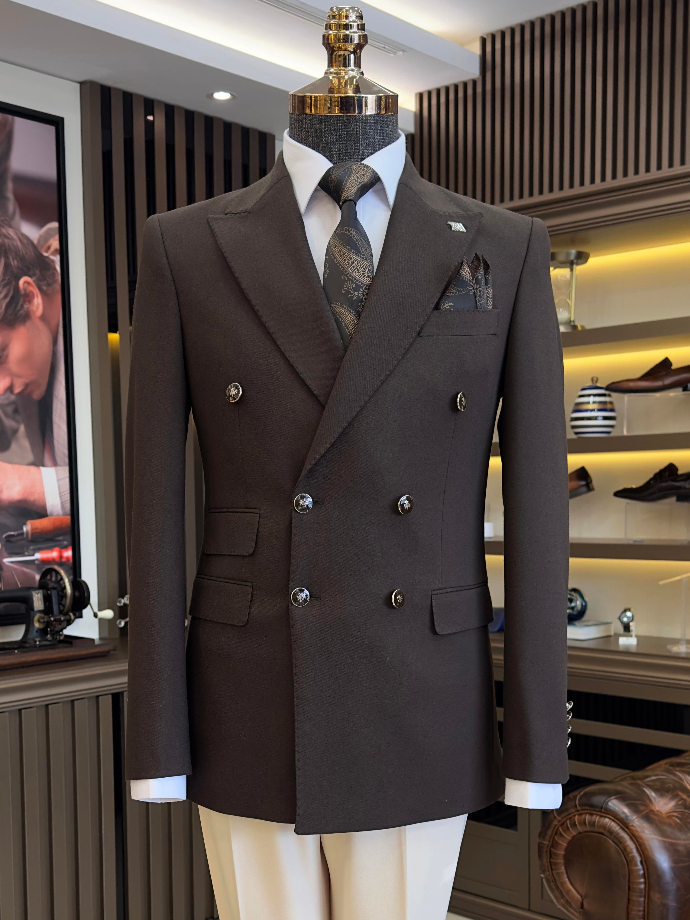 Brown Double Breasted Blazer