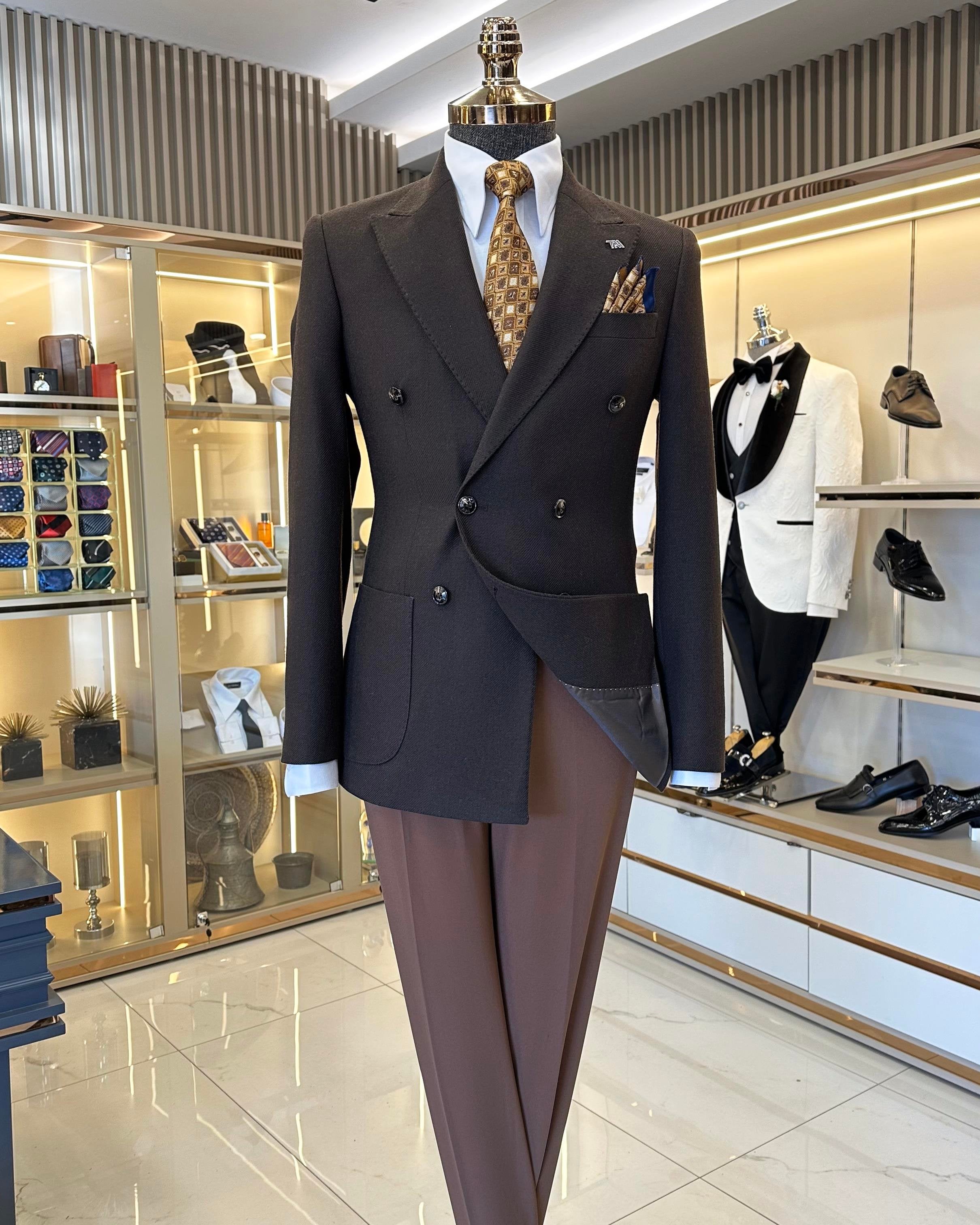 Brown Double Breasted Blazer