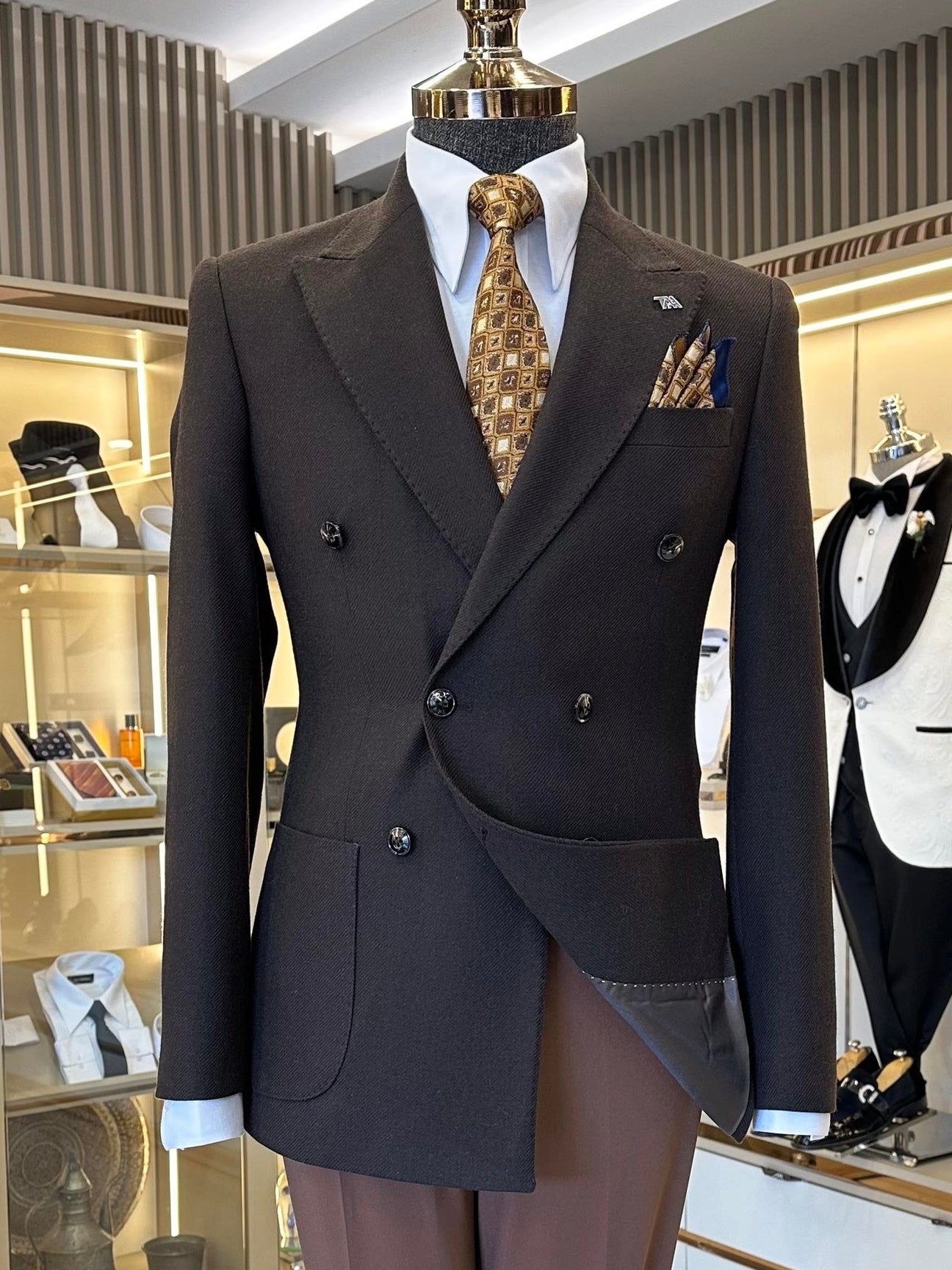 Brown Double Breasted Blazer