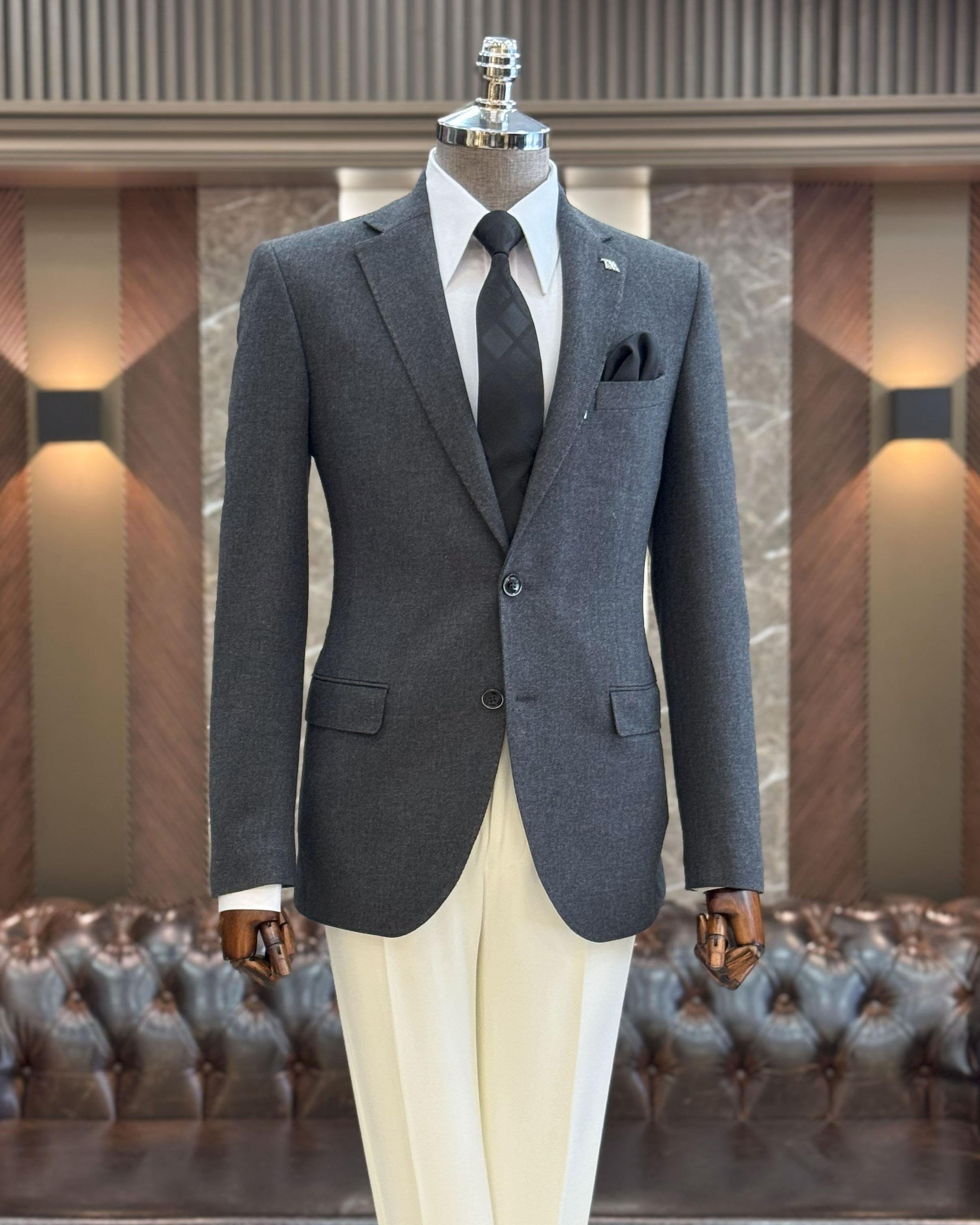 Grey Single Breasted Blazer
