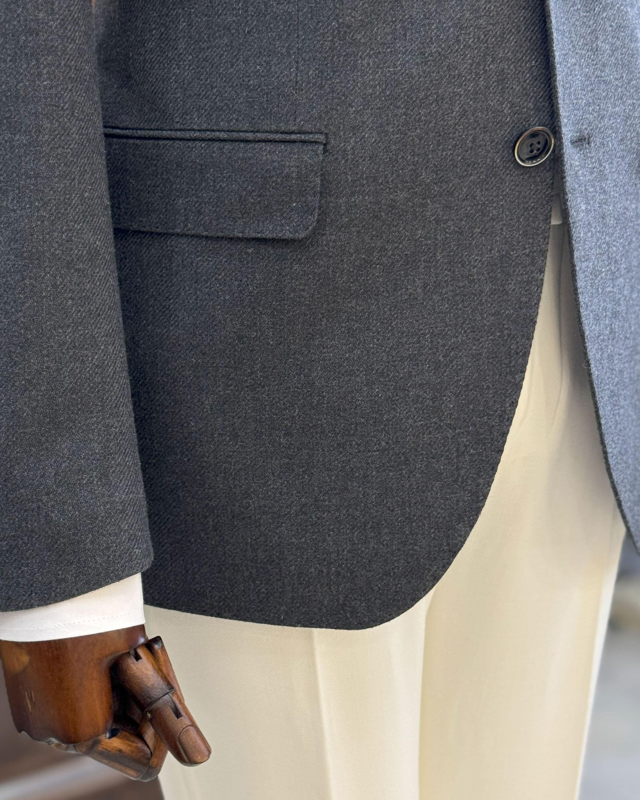 Grey Single Breasted Blazer