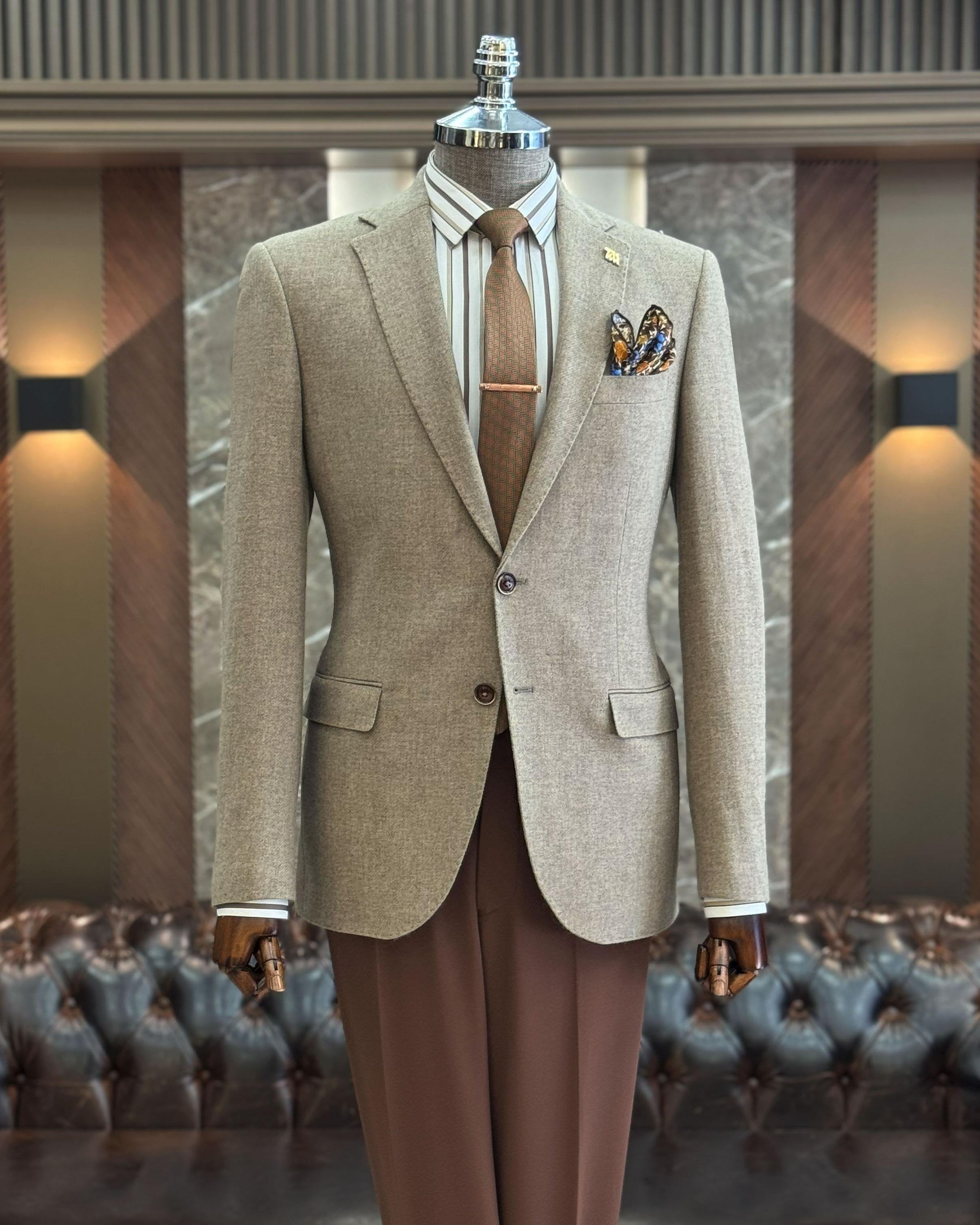 Beige Single Breasted Blazer