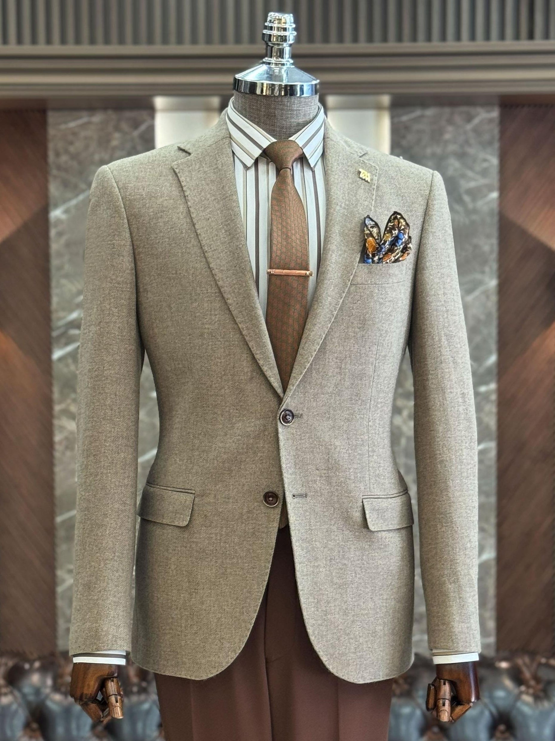 Beige Single Breasted Blazer