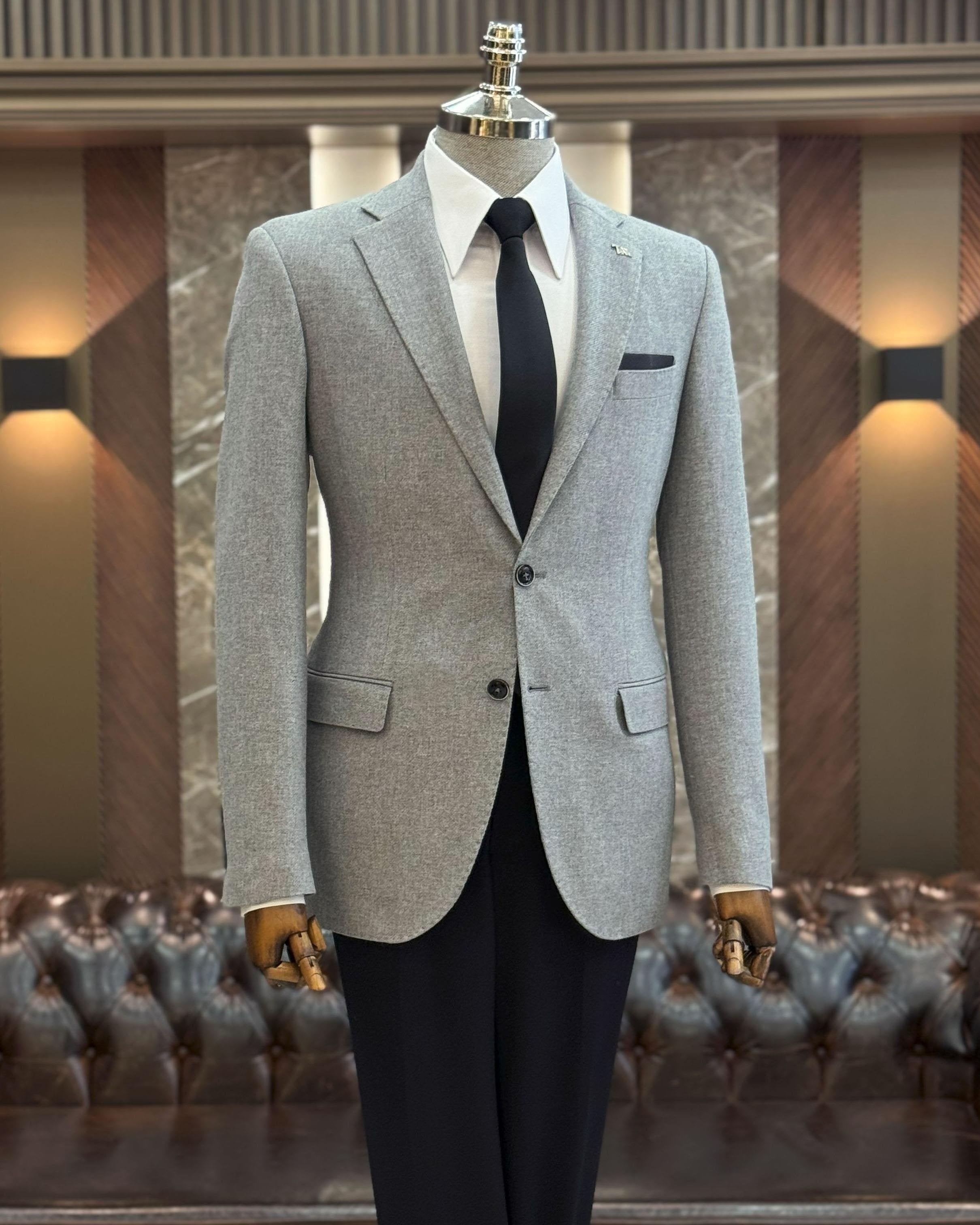 Grey Single Breasted Blazer