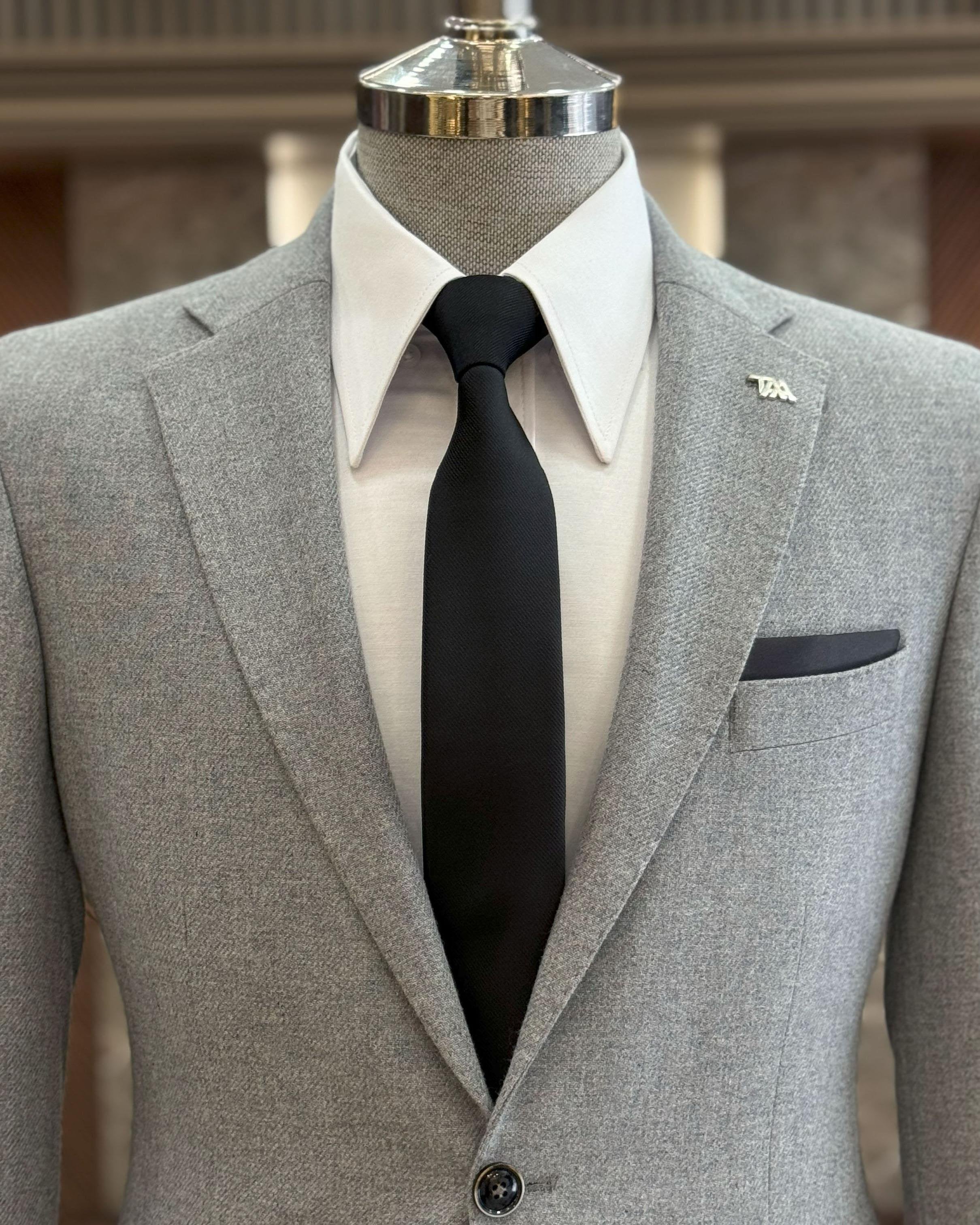 Grey Single Breasted Blazer