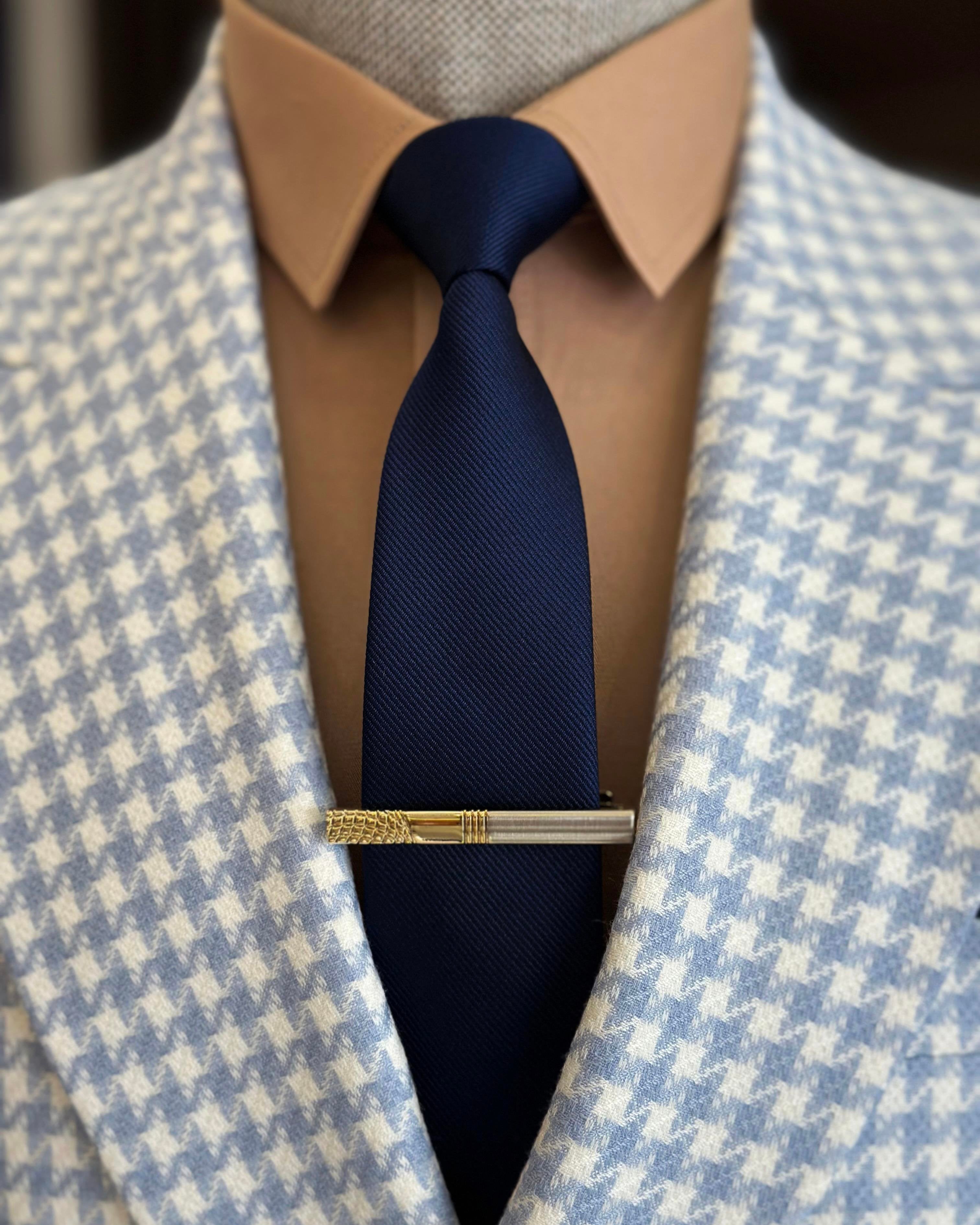 Grey Plaid Double Breasted Blazer