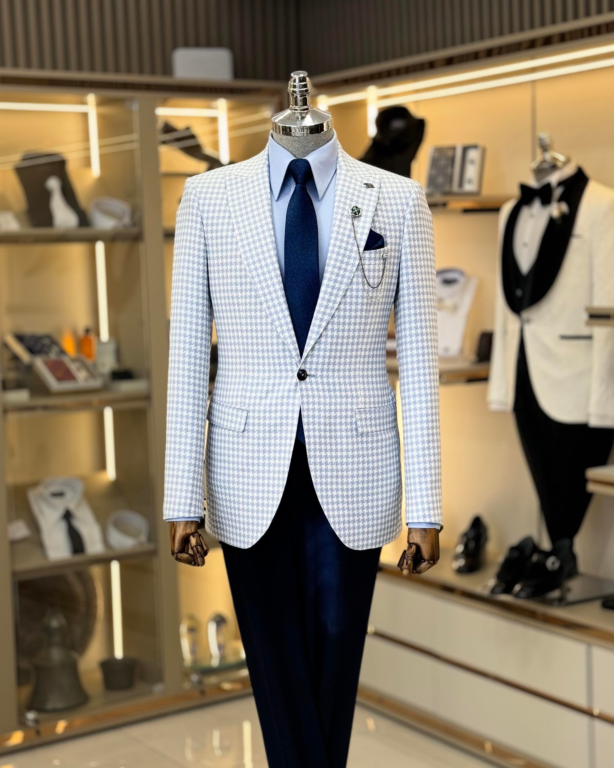 Beige Plaid Single Breasted Blazer