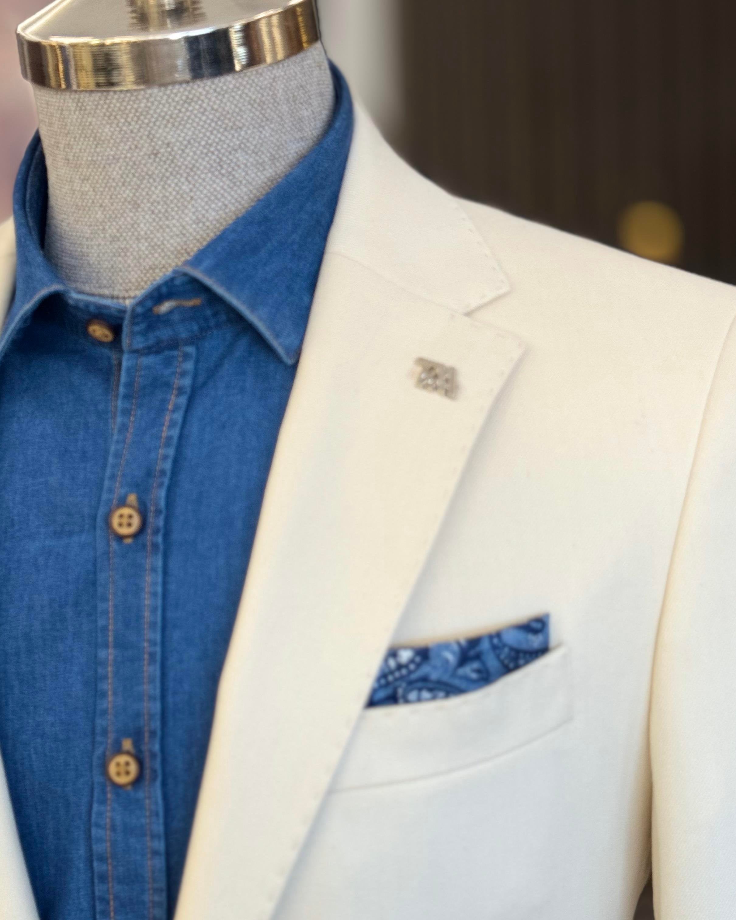 Beige Single Breasted Blazer