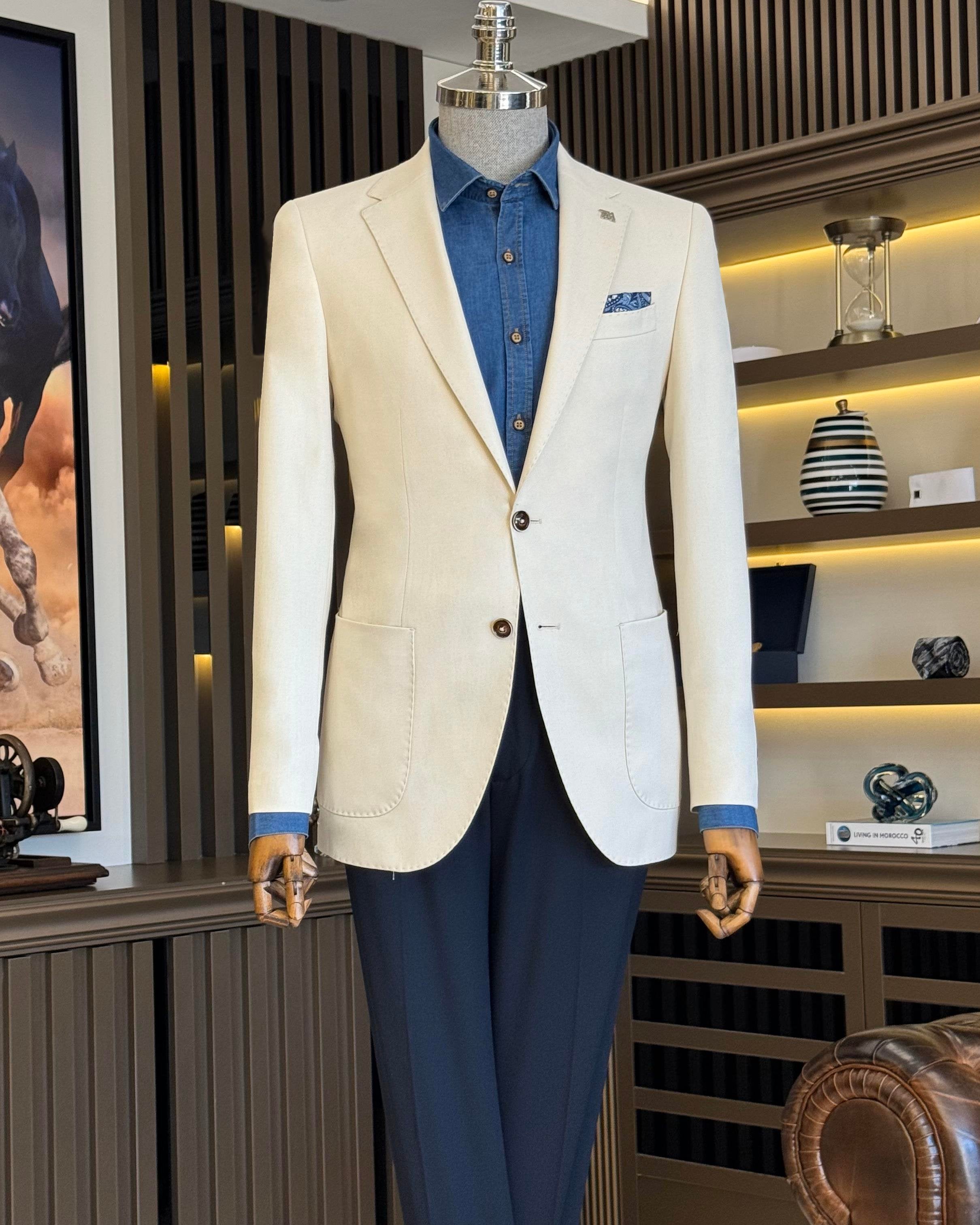 Beige Single Breasted Blazer