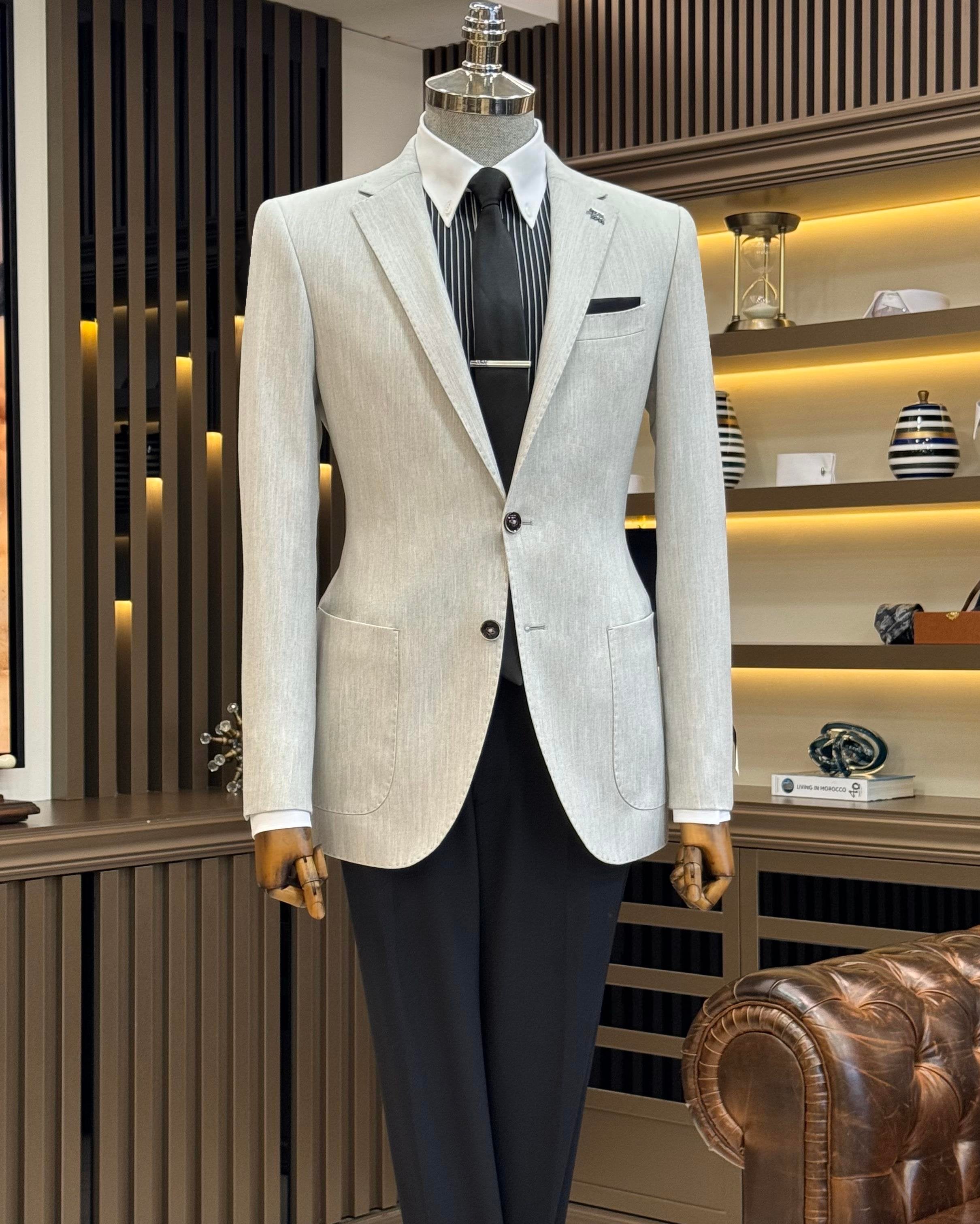 Grey Single Breasted Blazer