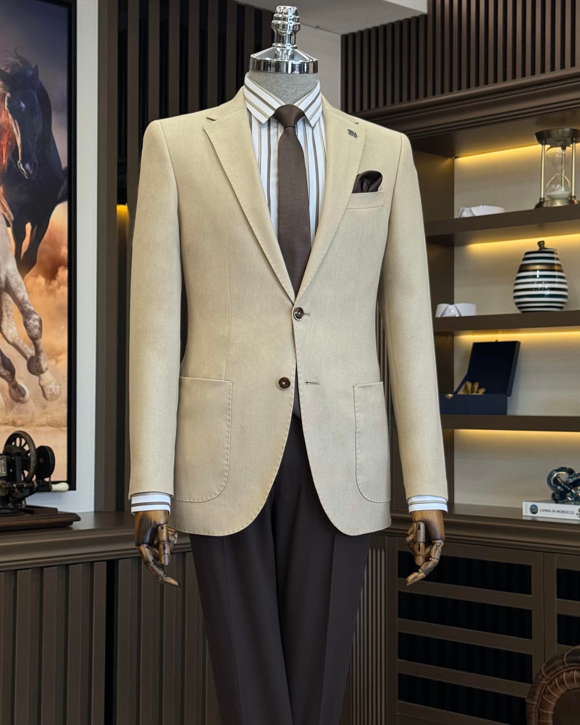 Beige Single Breasted Blazer
