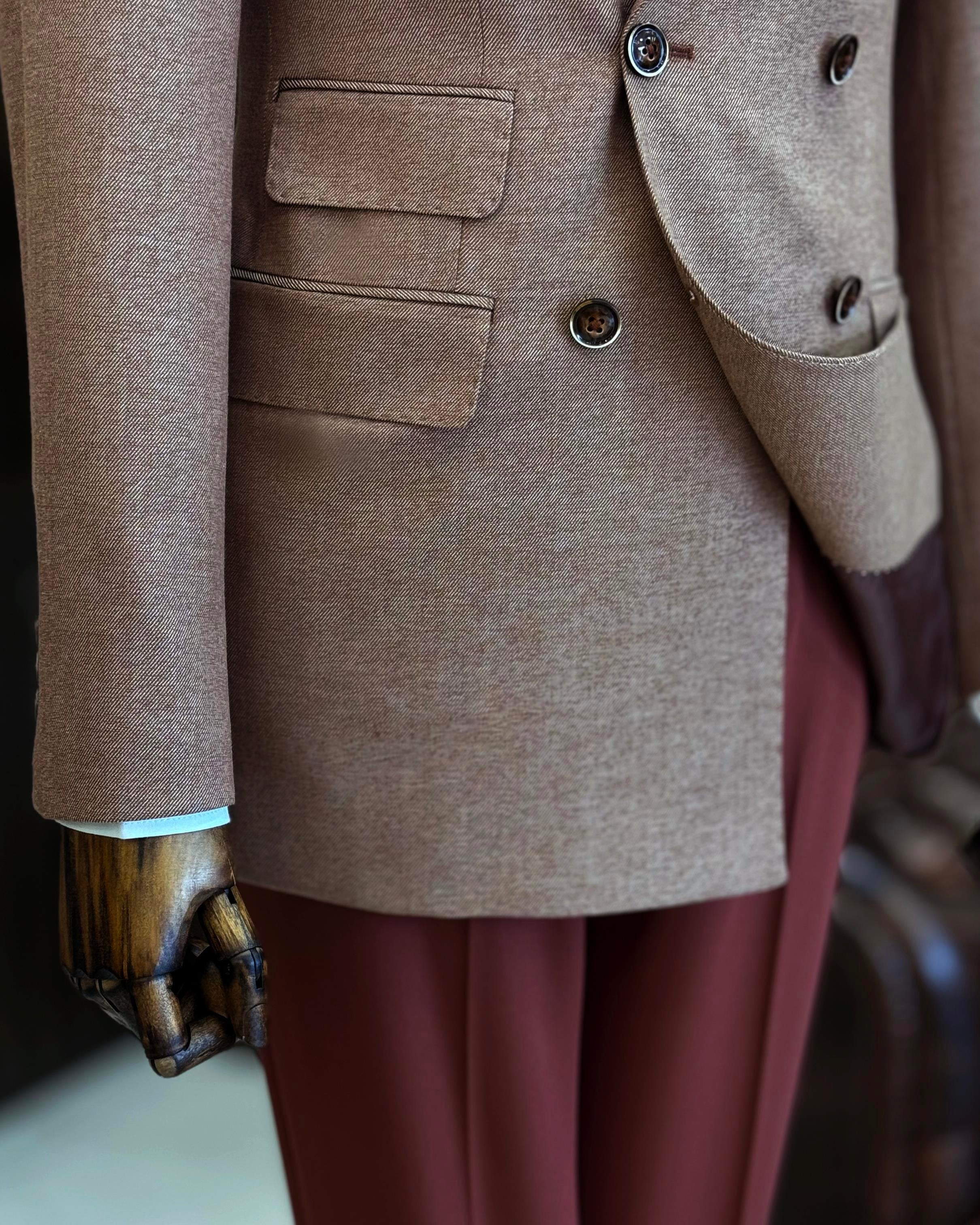 Camel Double Breasted Blazer