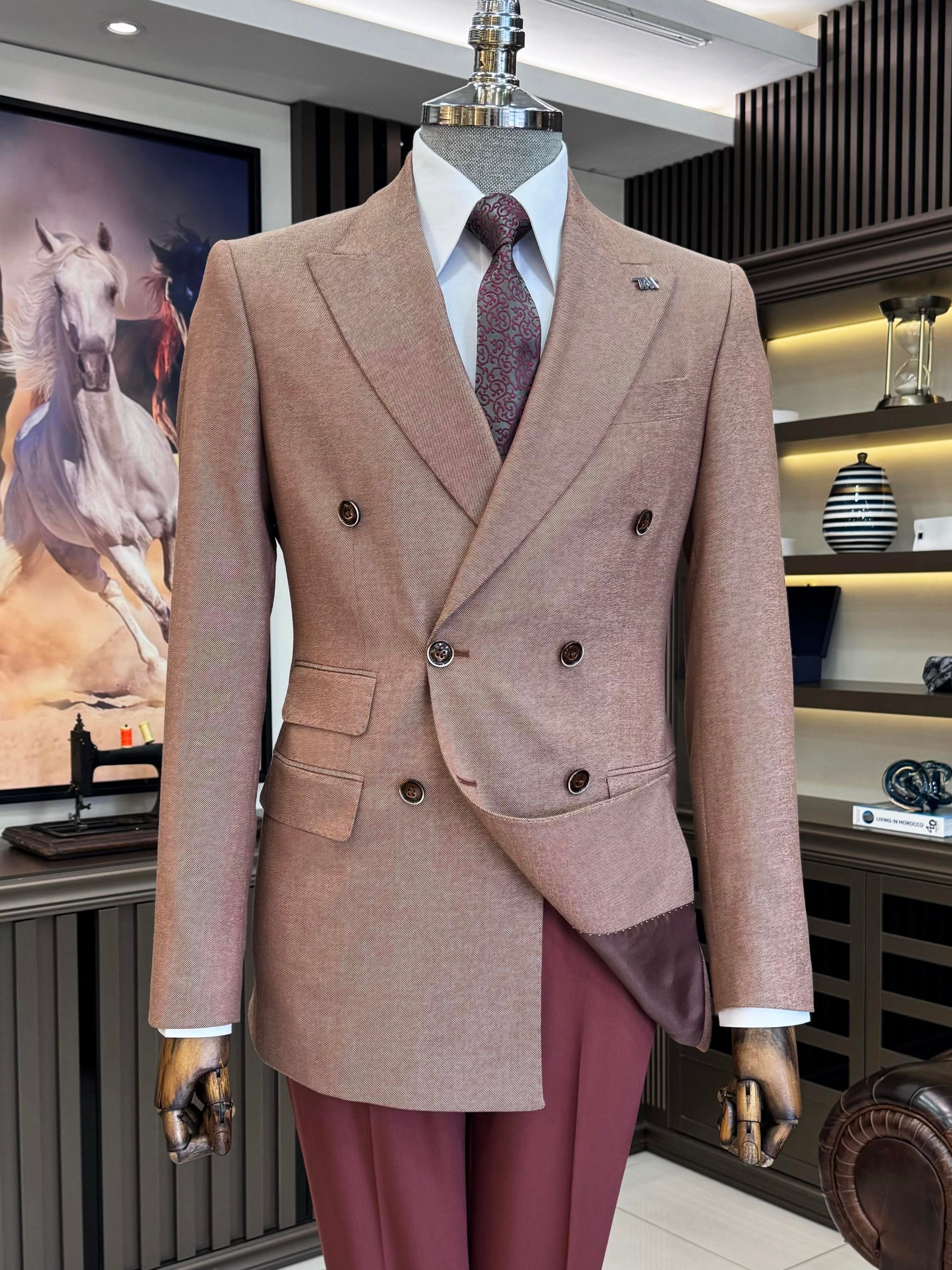 Camel Double Breasted Blazer