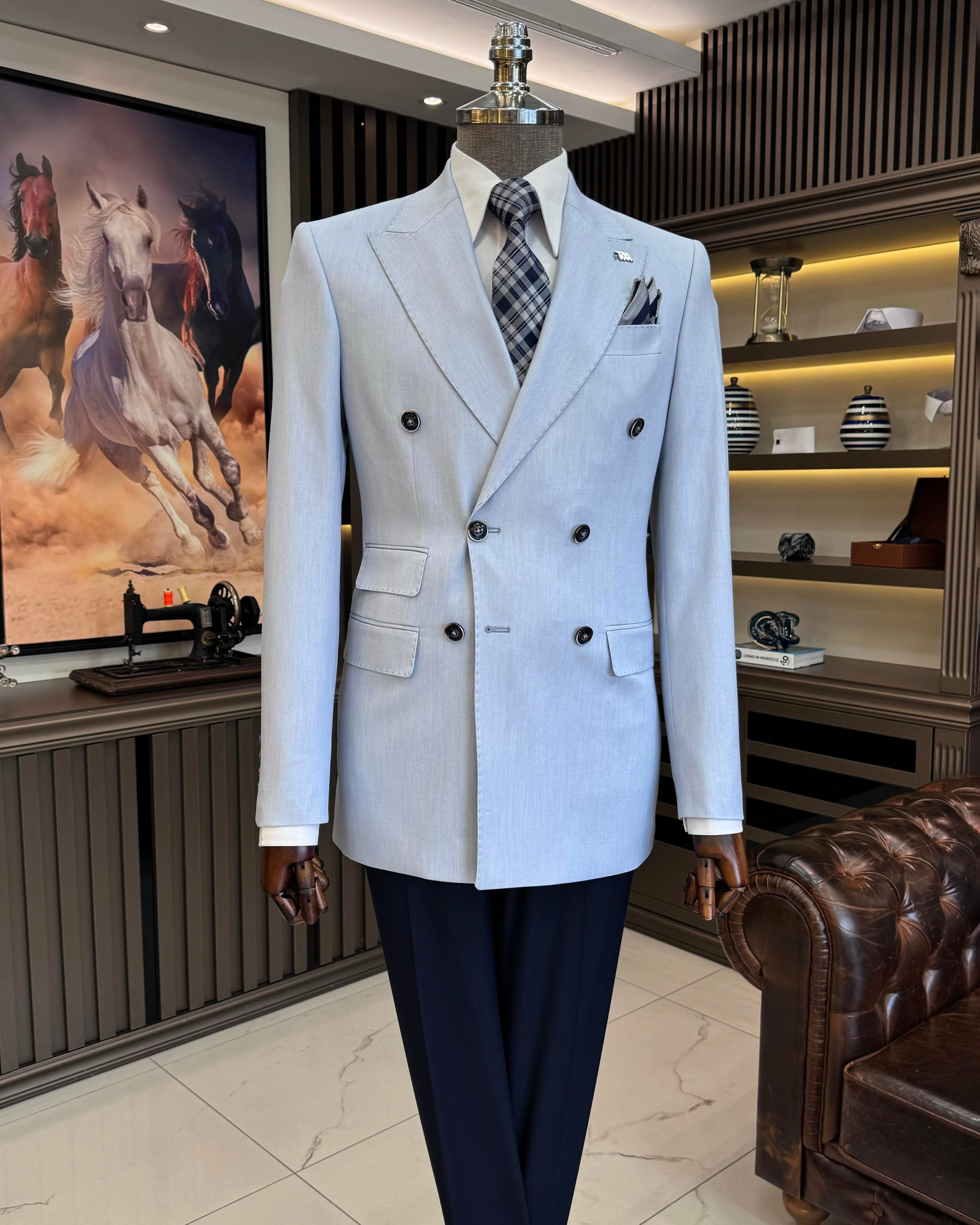 Grey Double Breasted Blazer