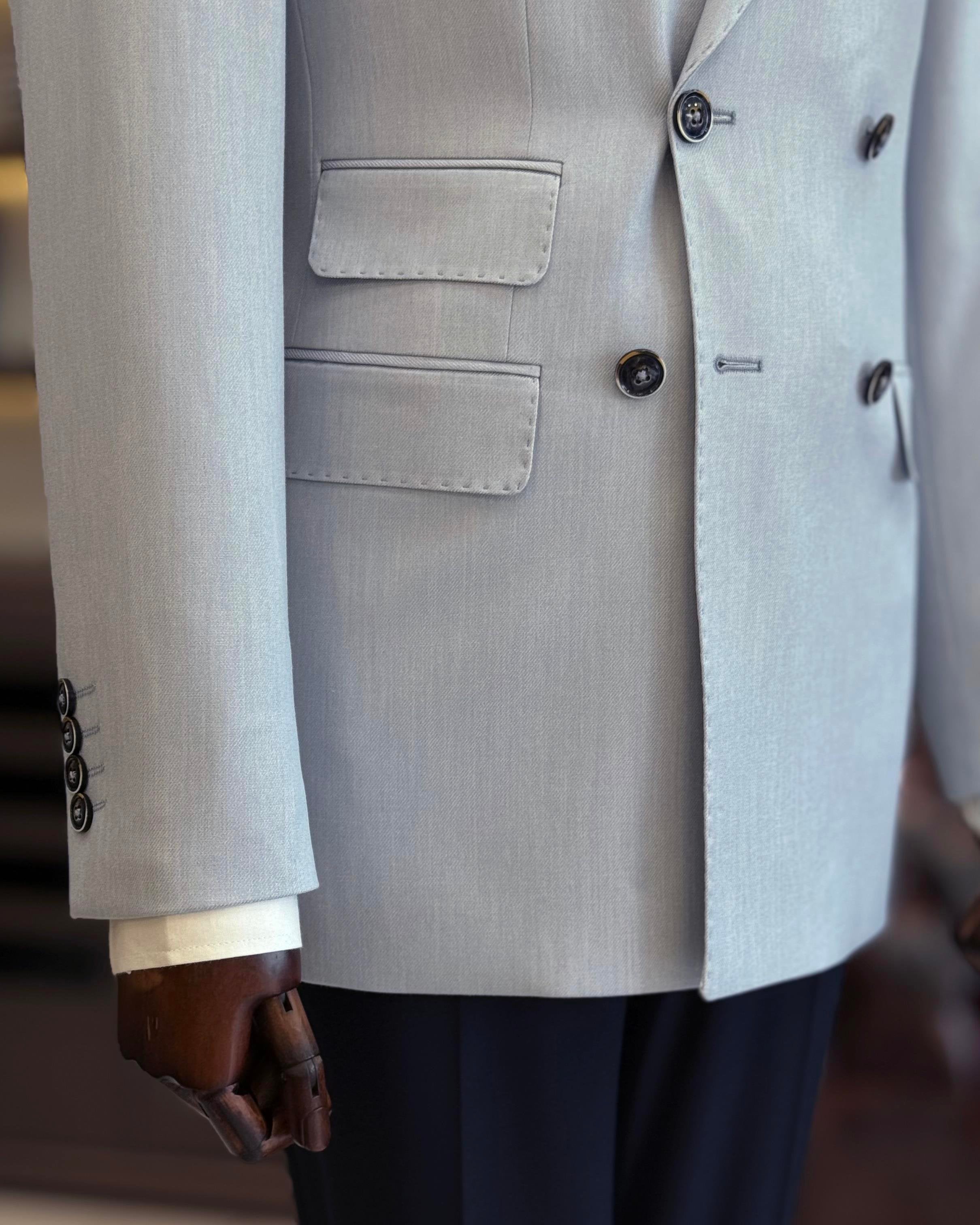 Grey Double Breasted Blazer