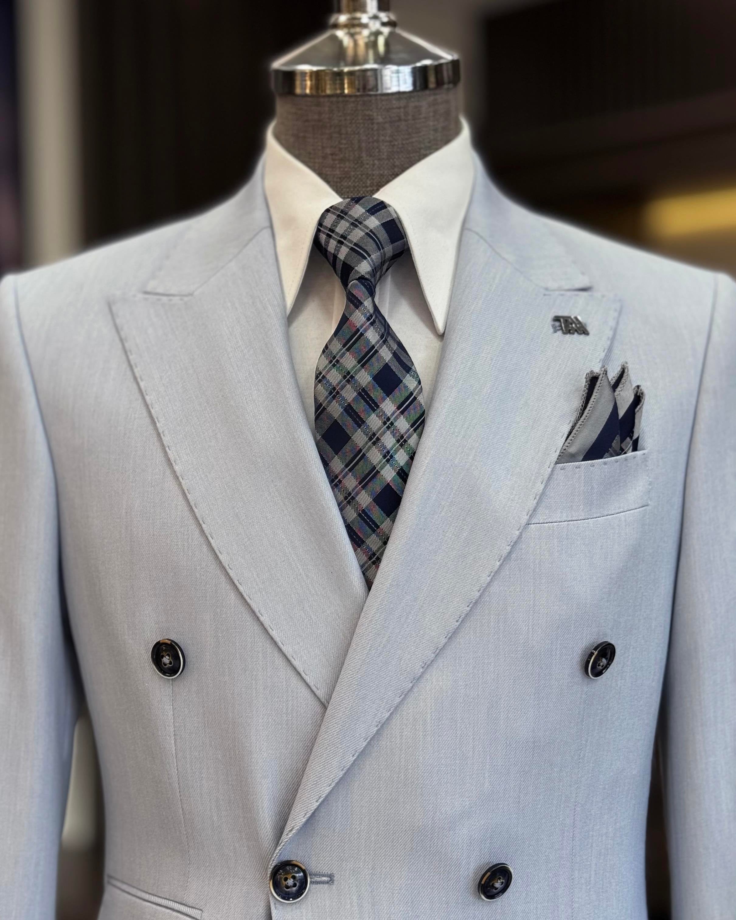 Grey Double Breasted Blazer