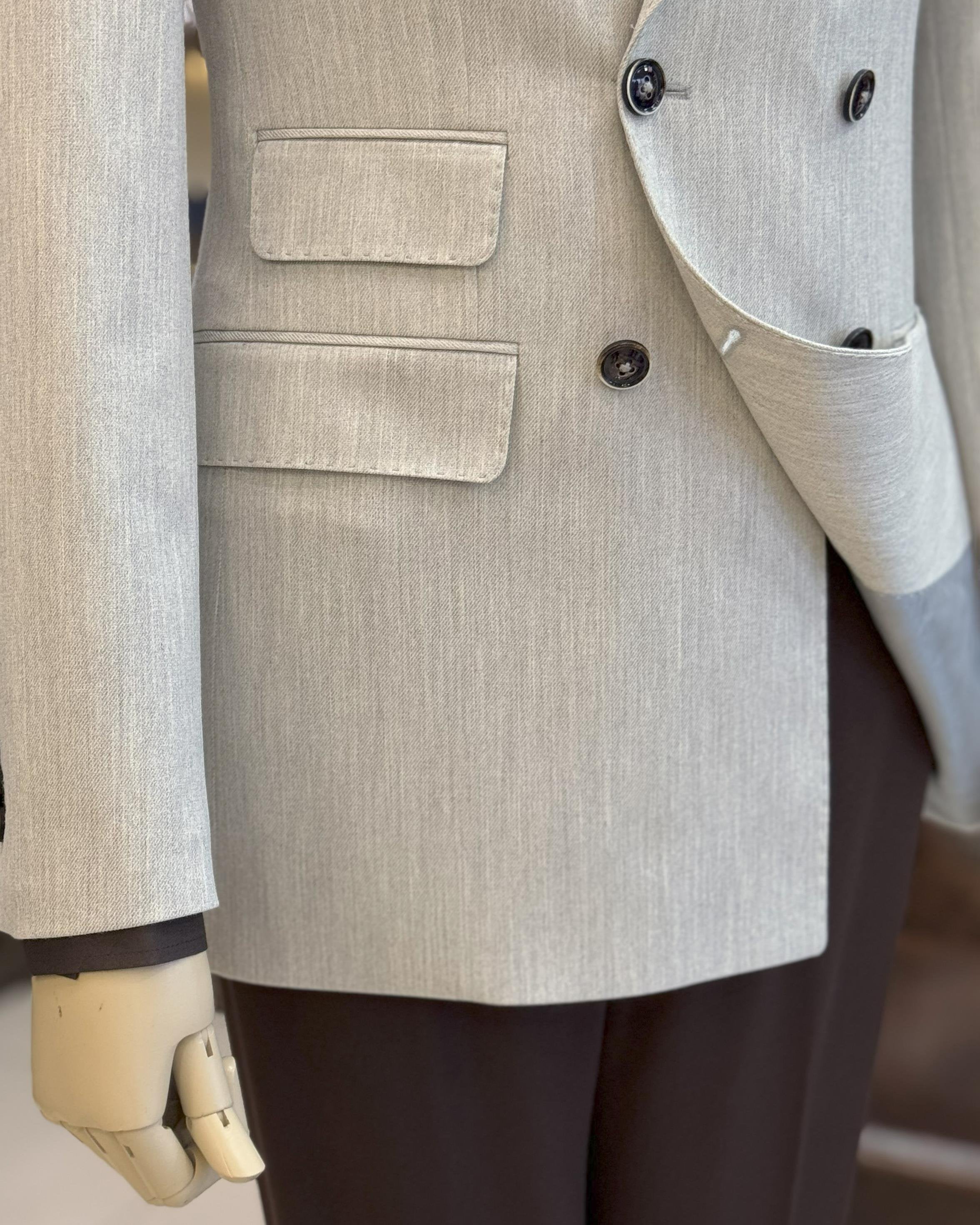 Beige Double Breasted Blazer