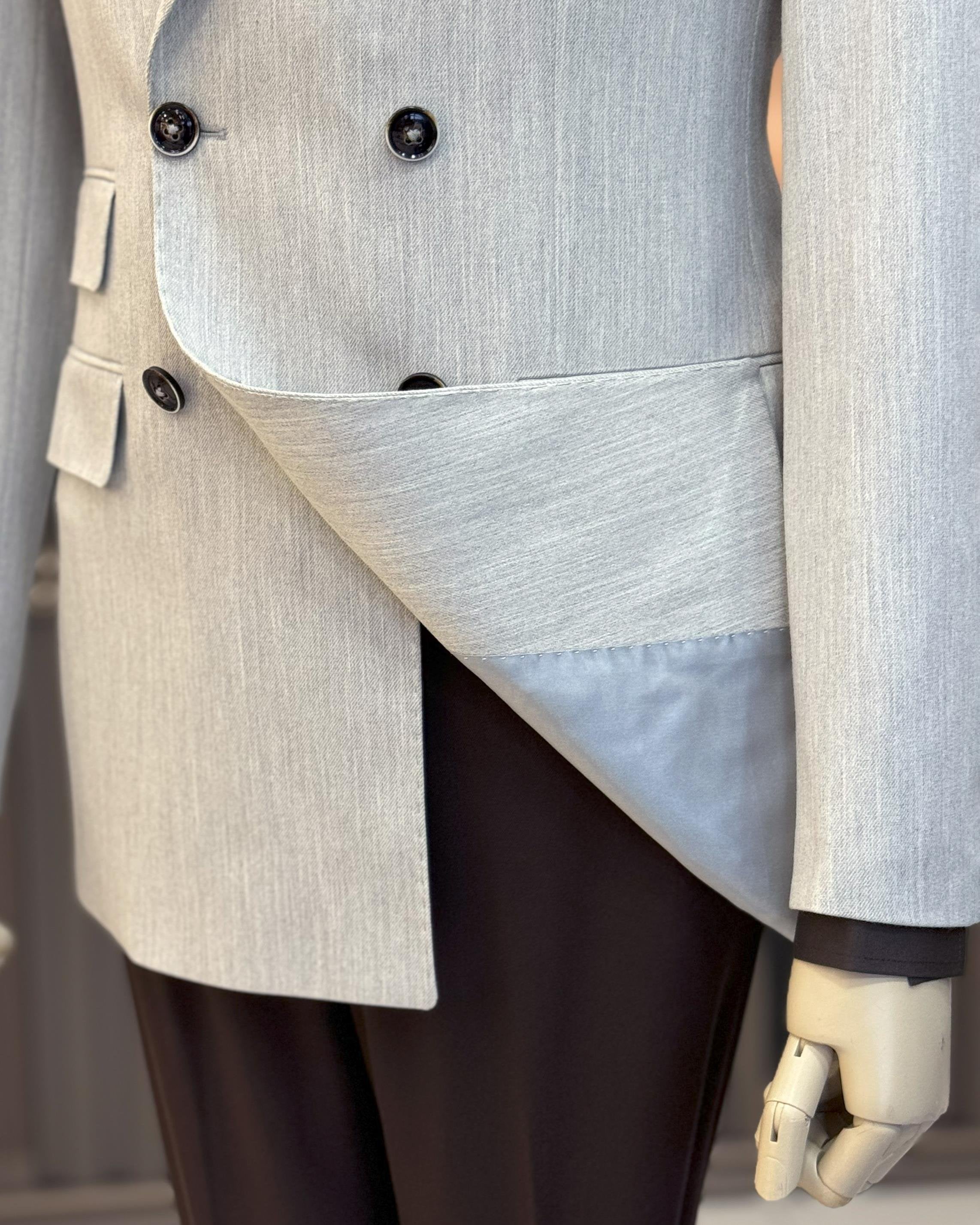 Beige Double Breasted Blazer