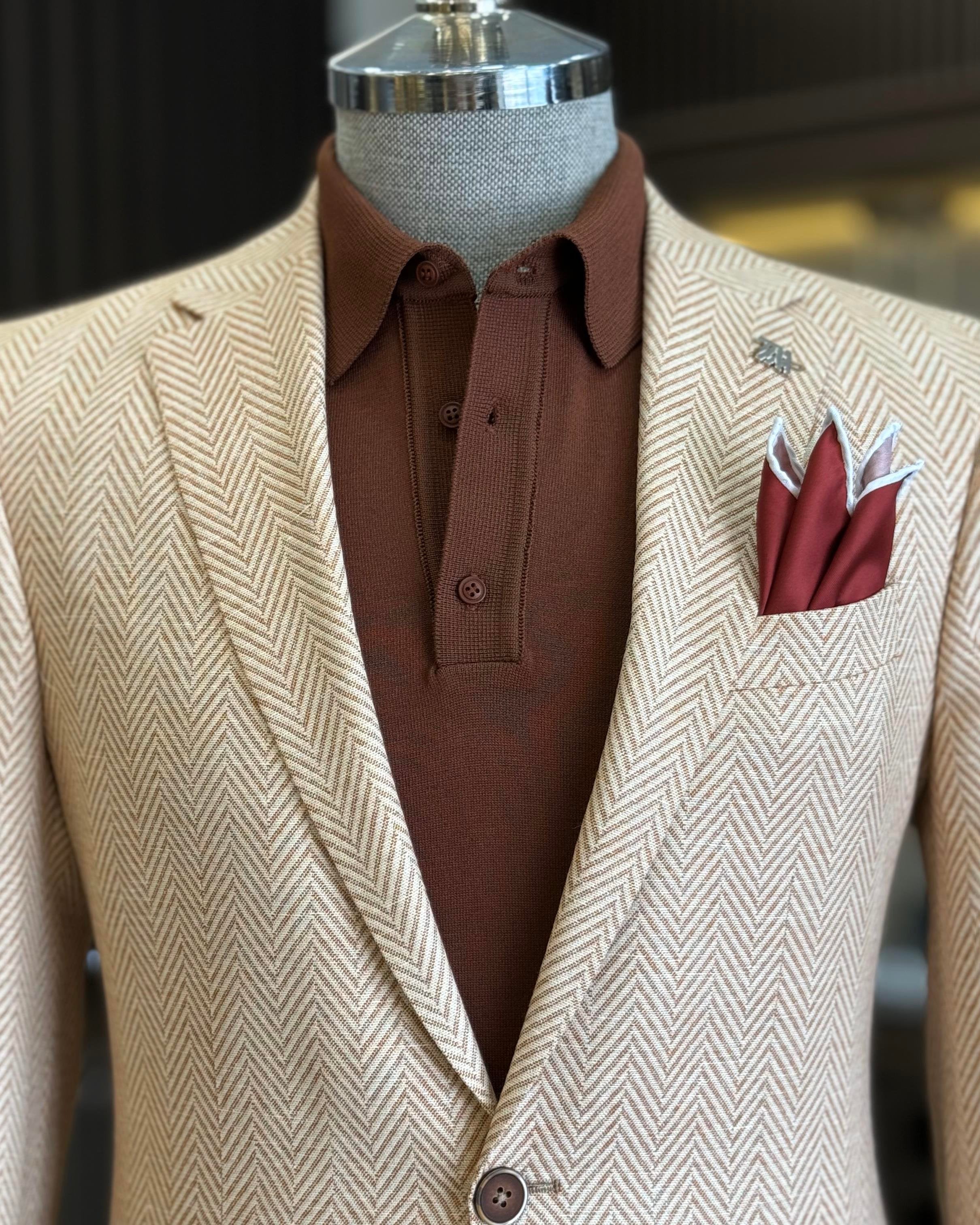 Beige Single Breasted Blazer