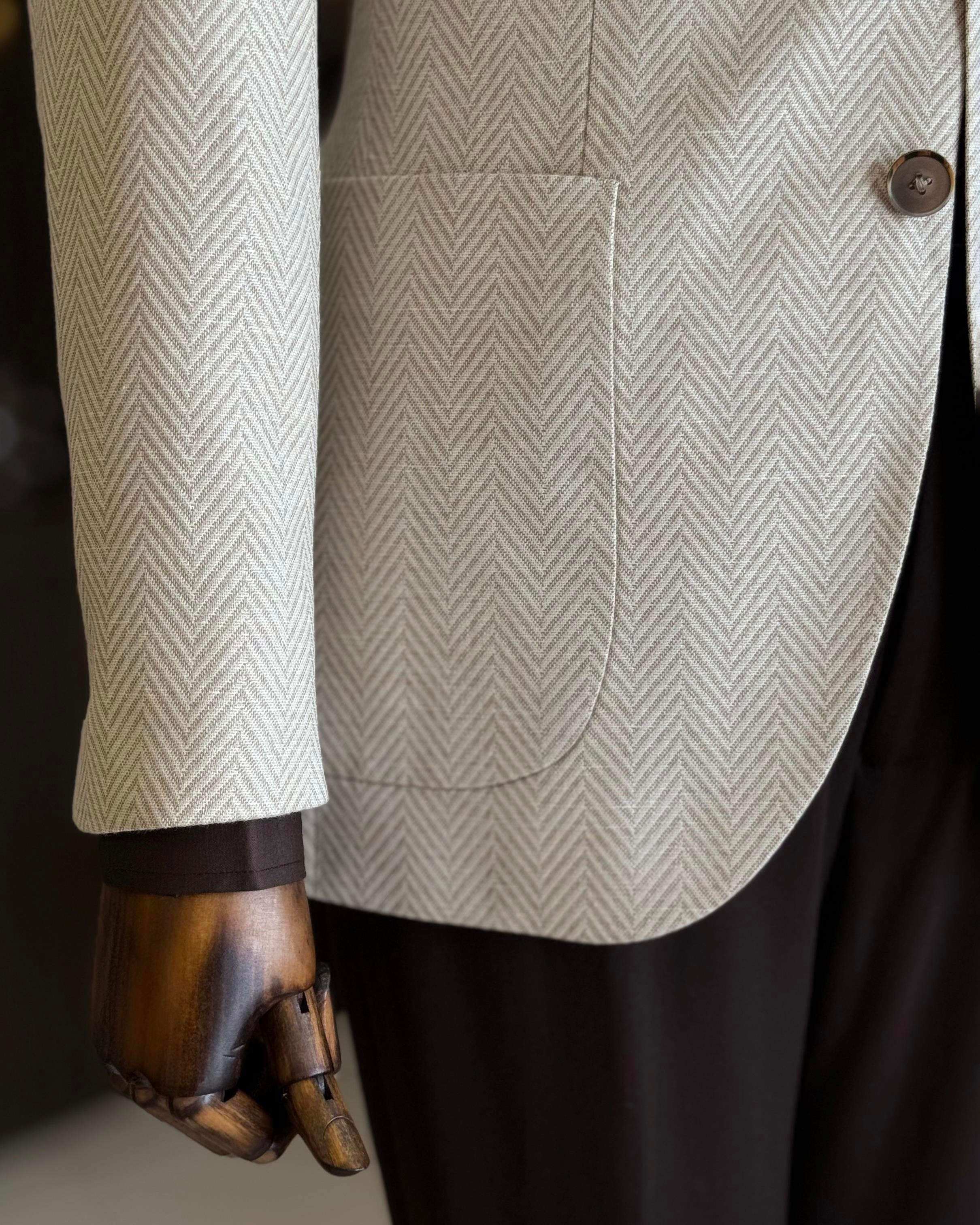Beige Single Breasted Blazer