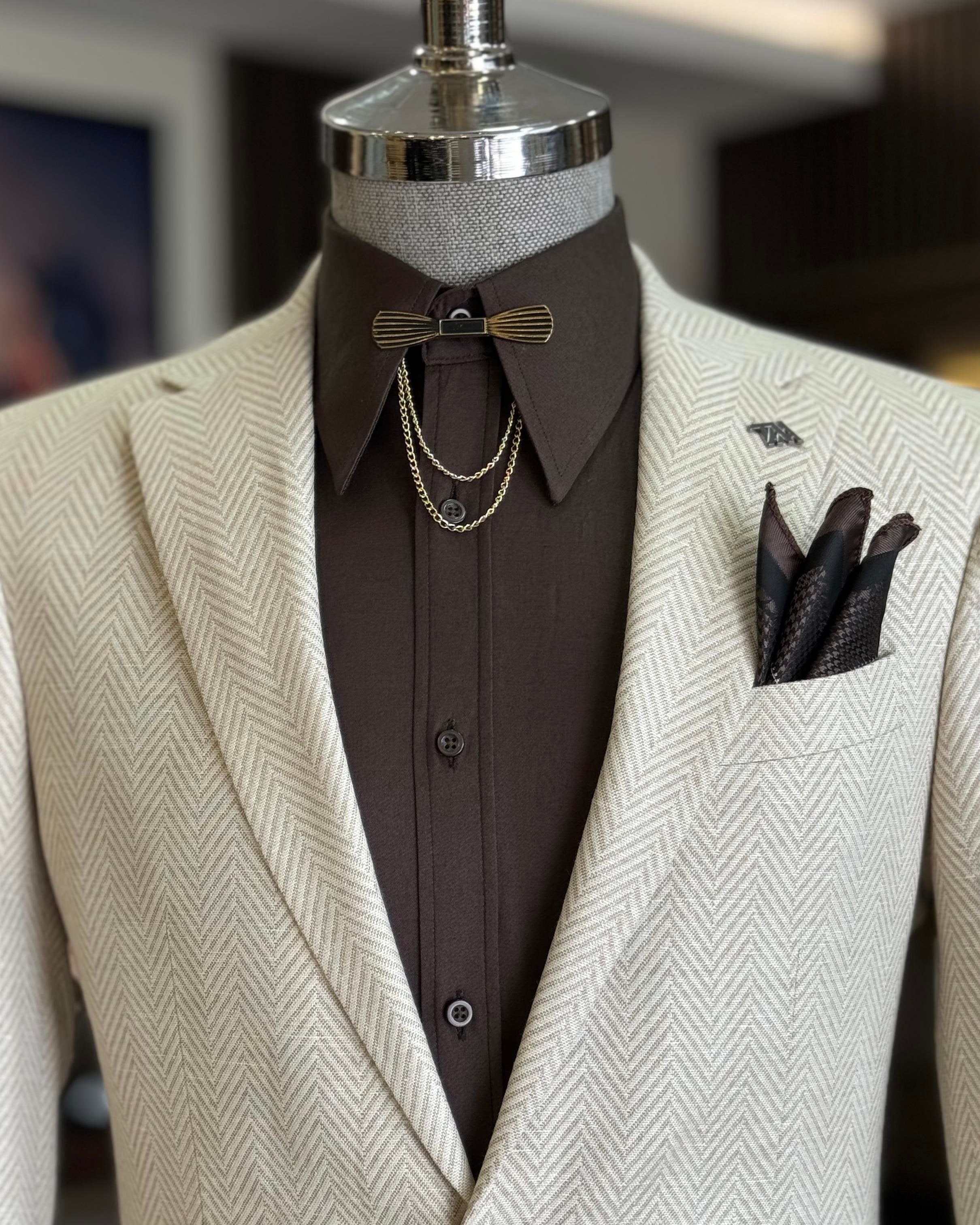 Beige Single Breasted Blazer
