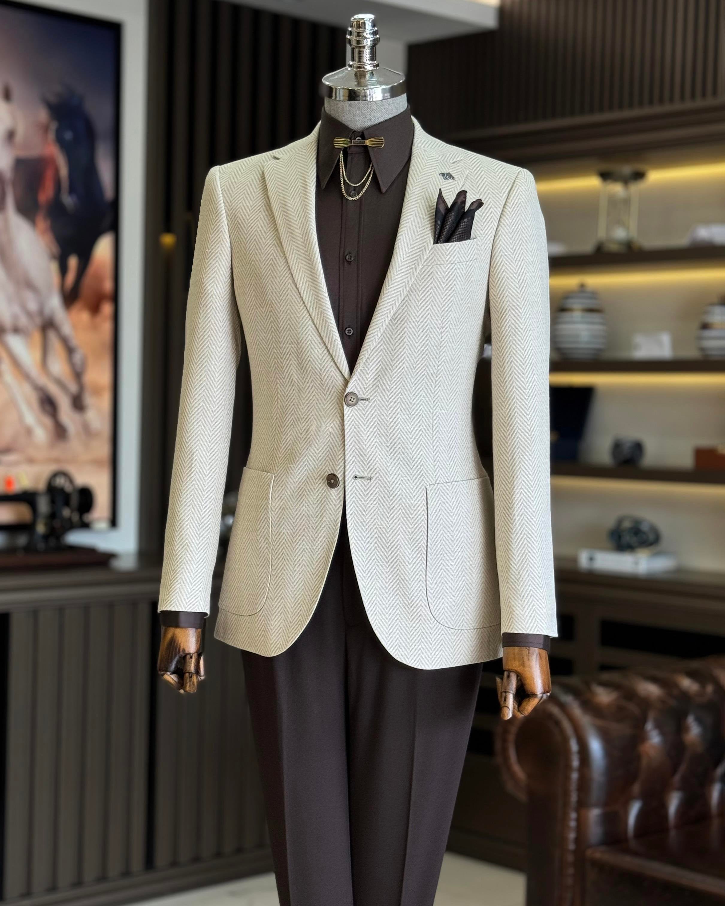 Beige Single Breasted Blazer