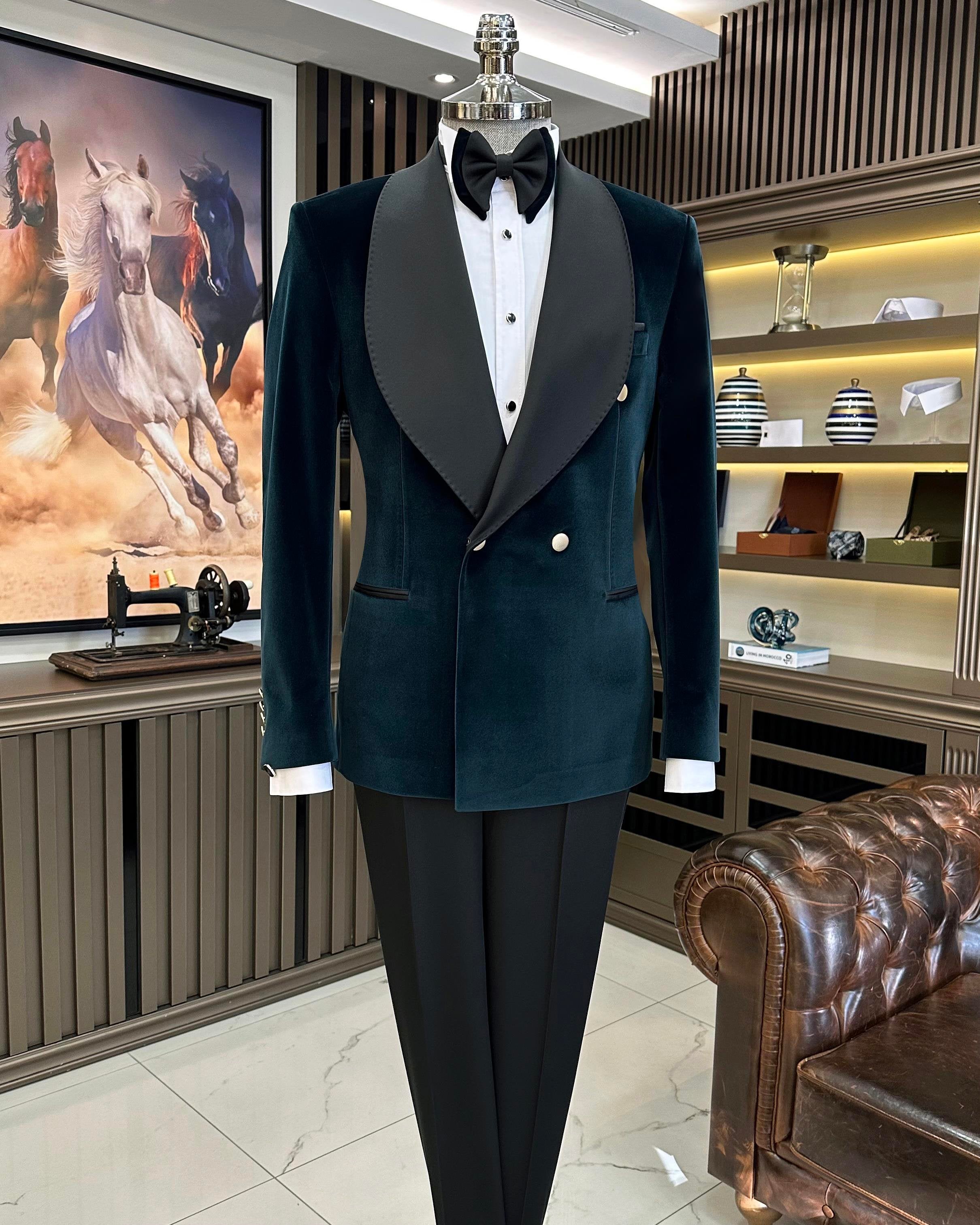 Emerald Velvet Slim-Fit Tuxedo 2-Piece