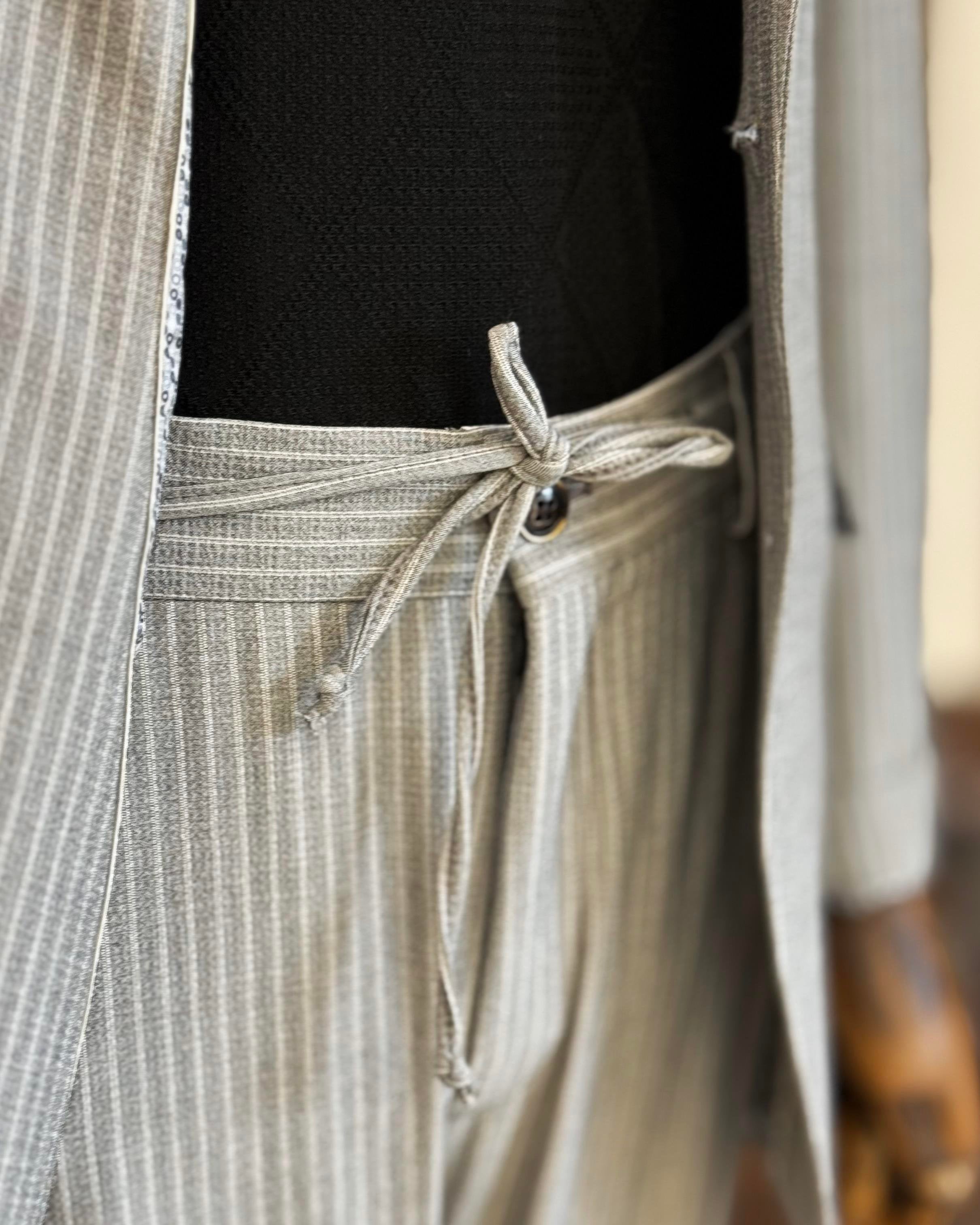 Grey Striped Slim-Fit Suit 2-Piece