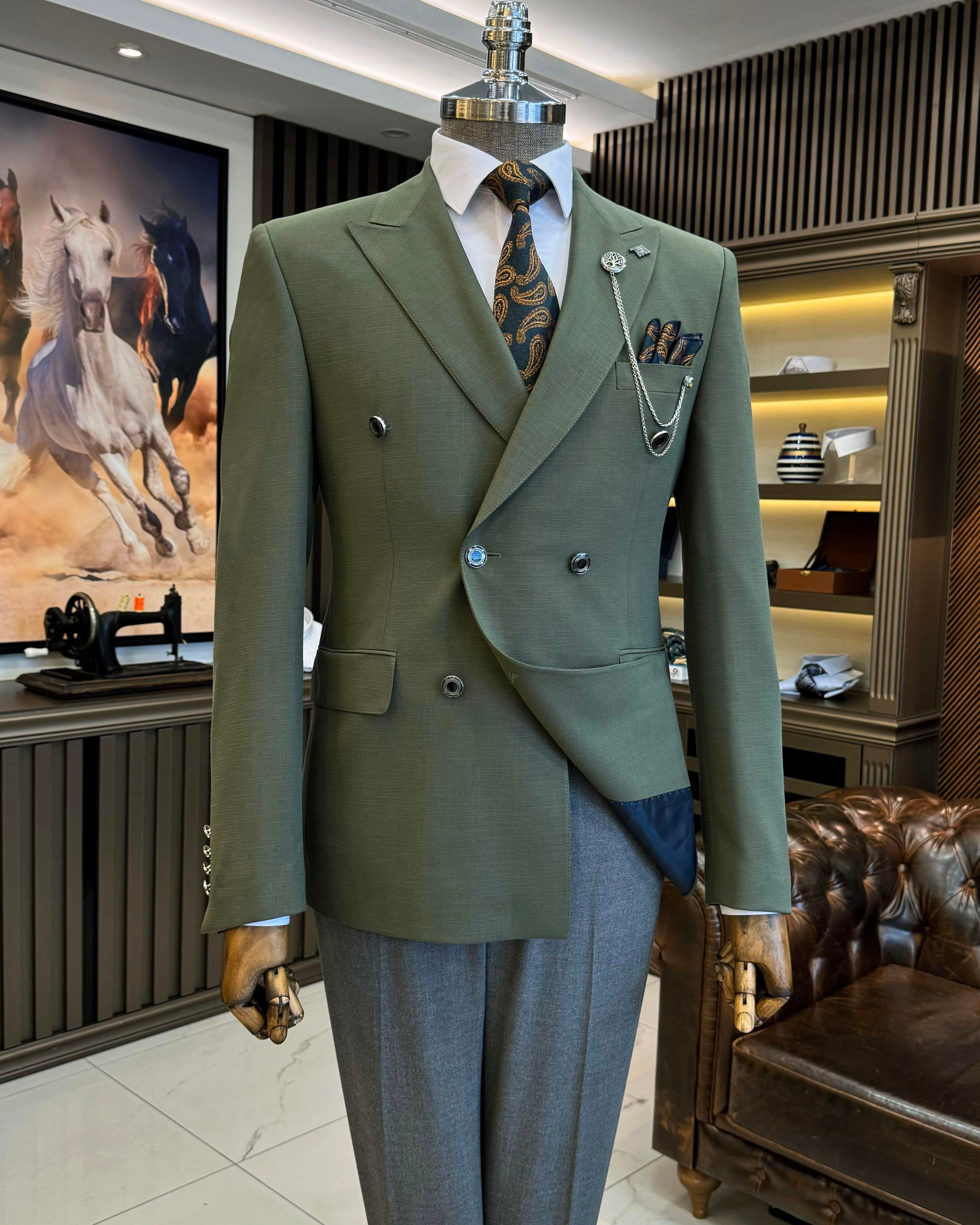 Green Double Breasted Blazer