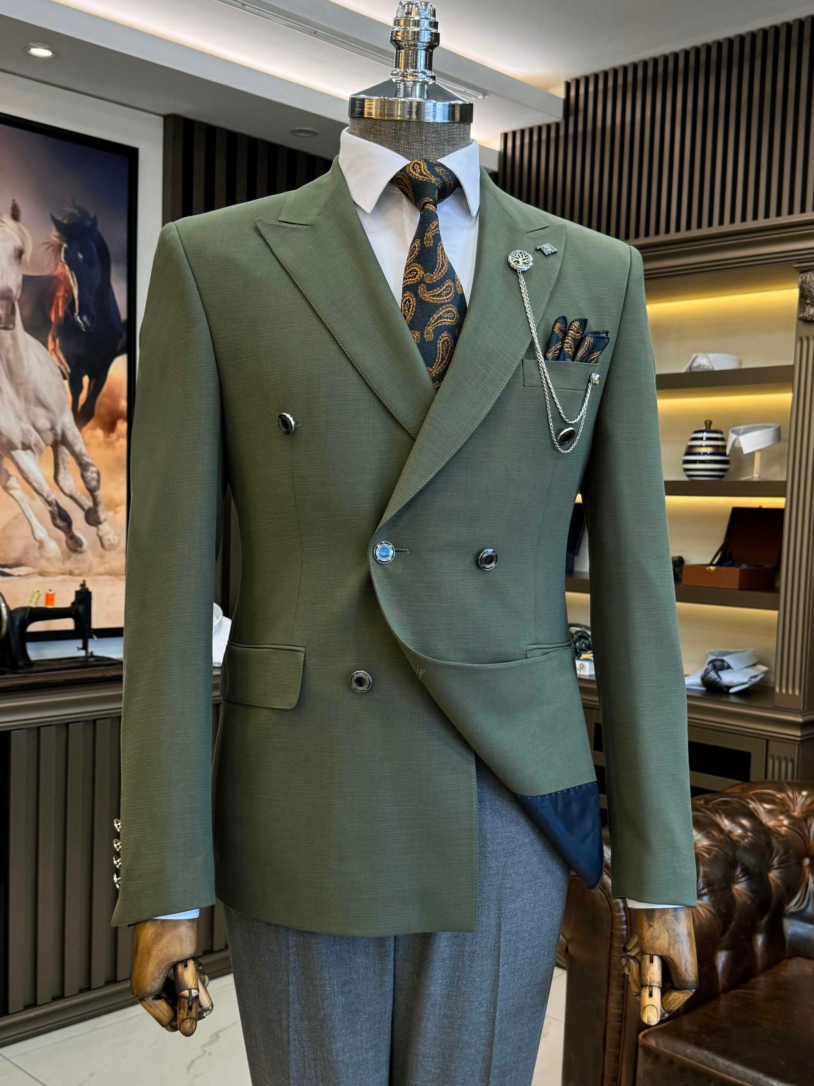Green Double Breasted Blazer