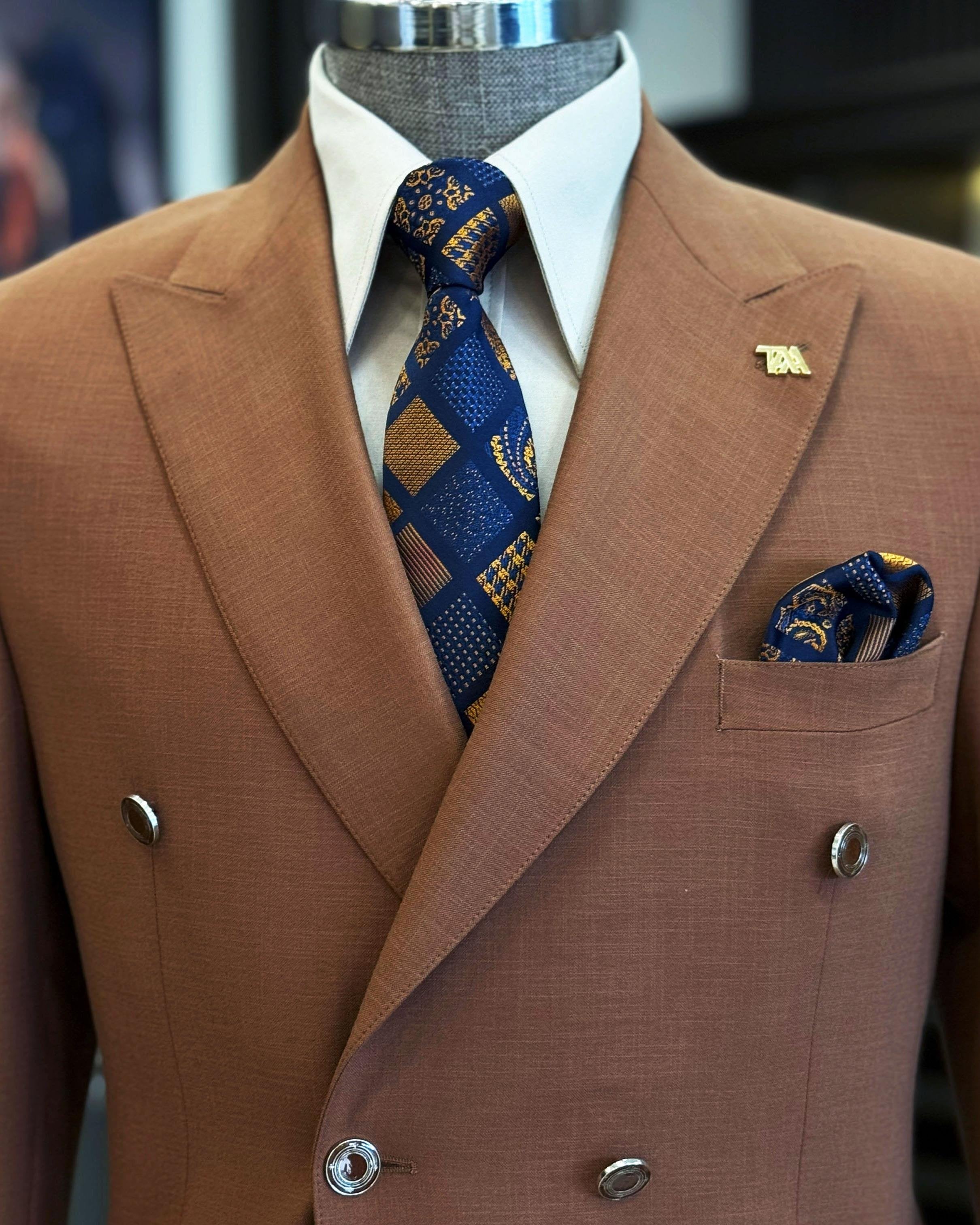 Brown Double Breasted Blazer