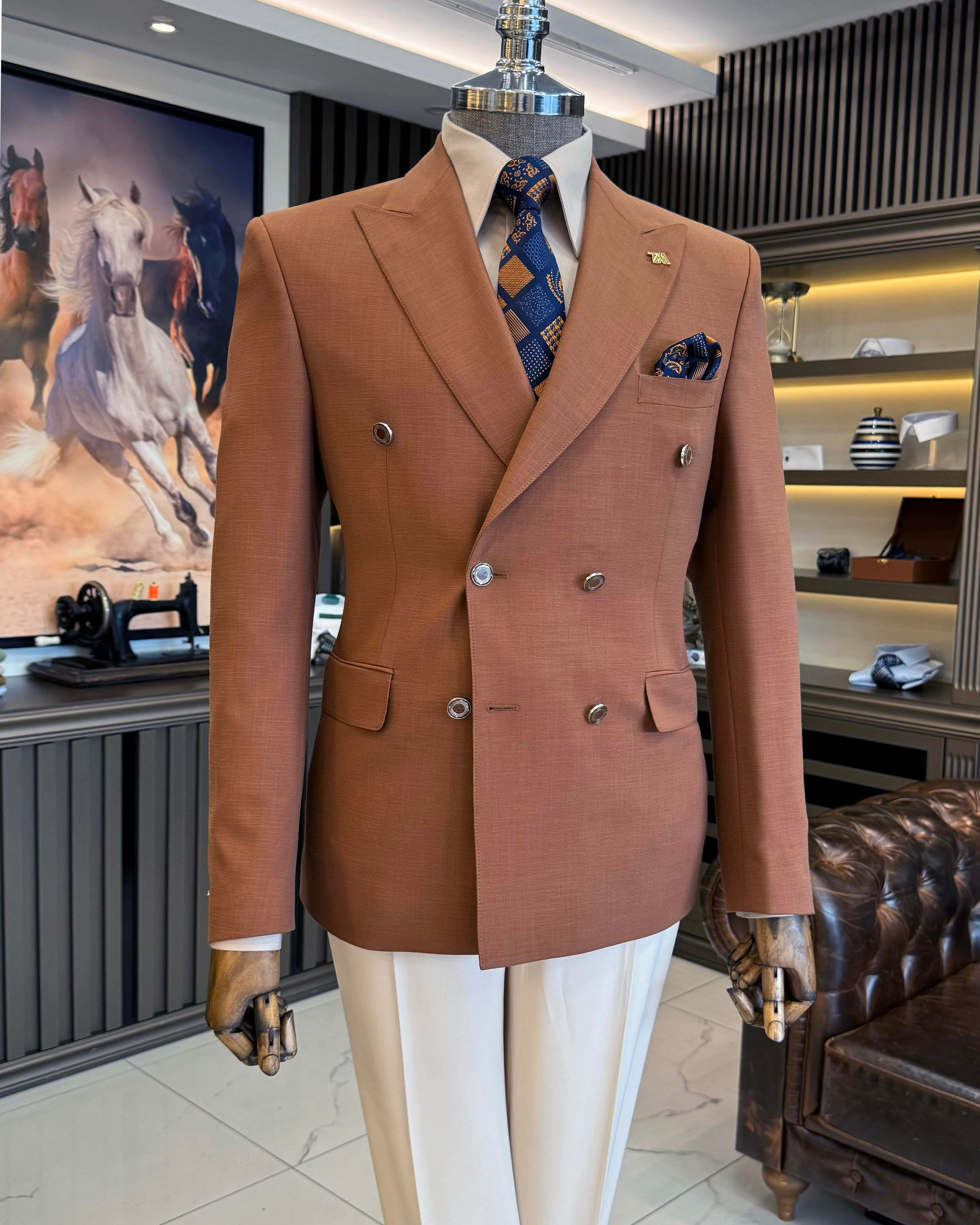 Brown Double Breasted Blazer