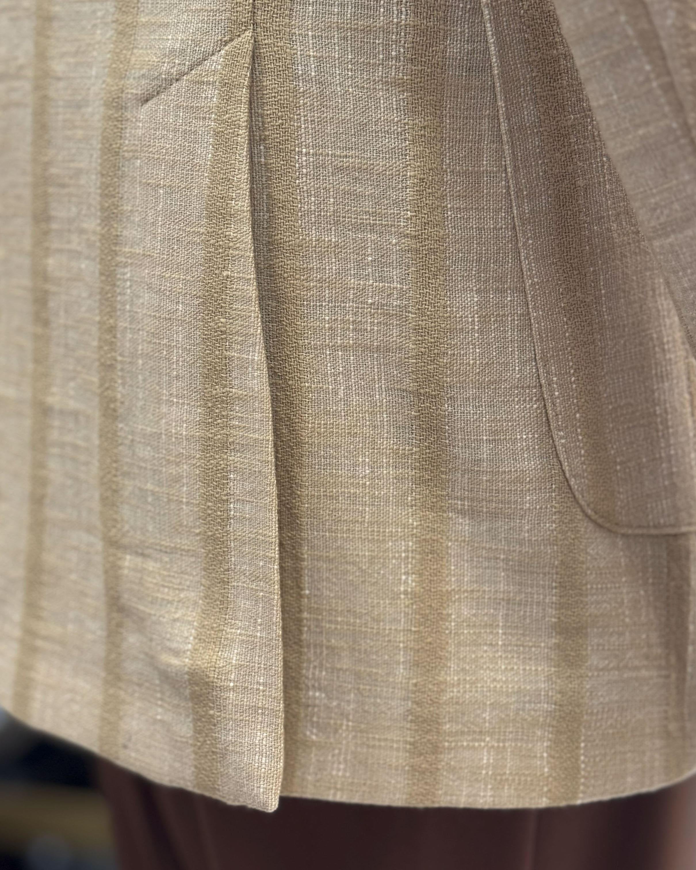 Beige Striped Double Breasted Blazer