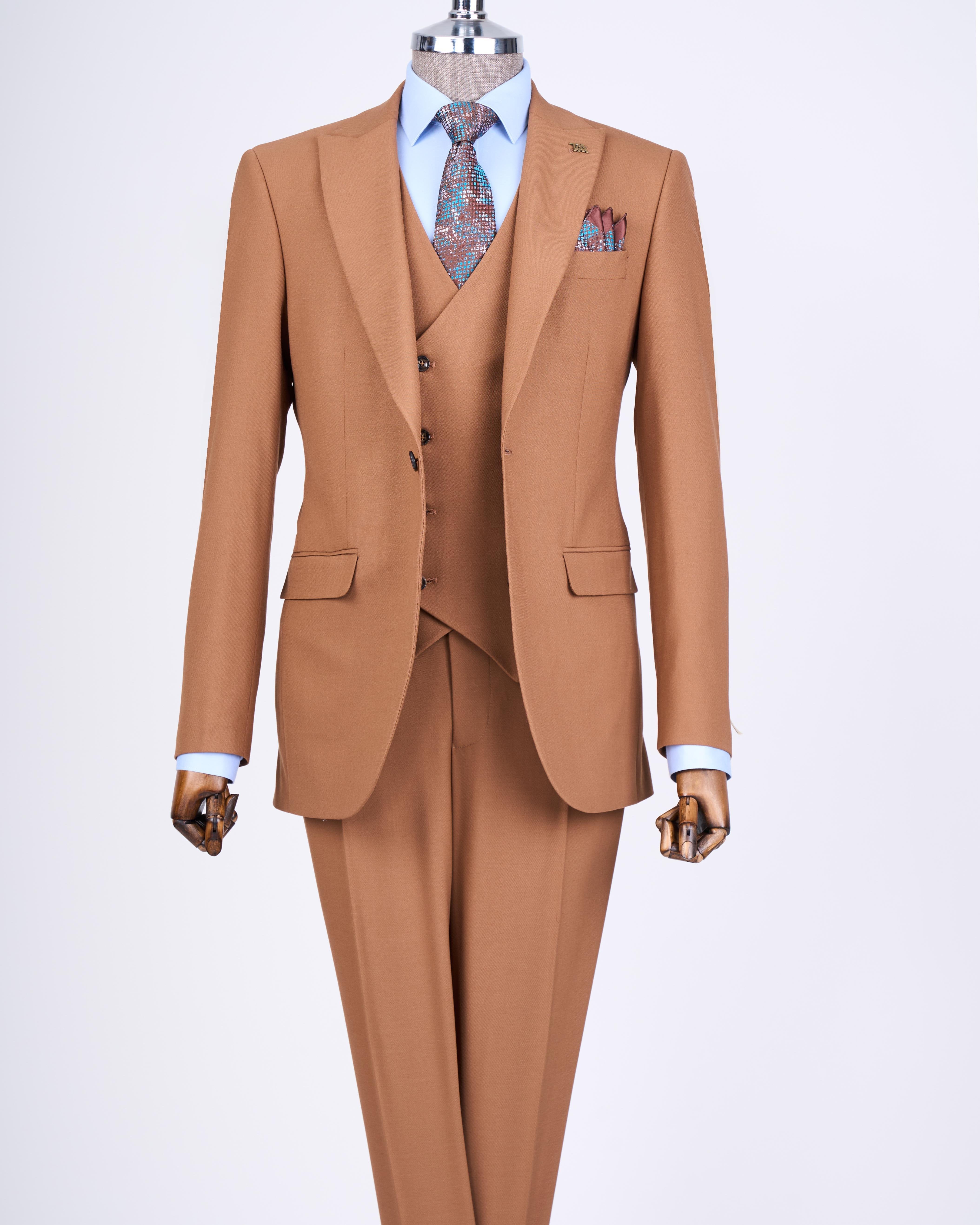 Camel Slim-Fit Suit 3-Piece