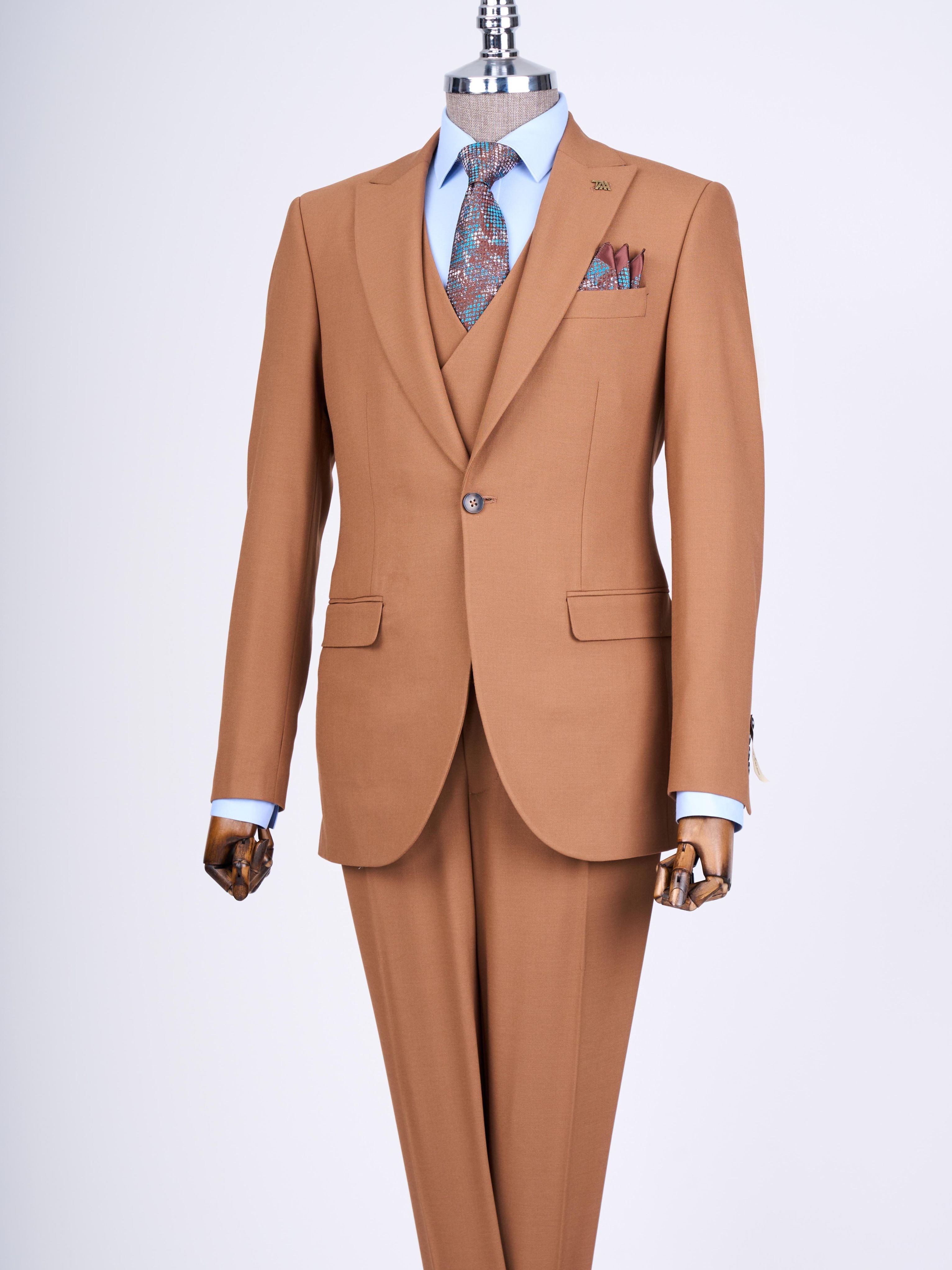 Camel Slim-Fit Suit 3-Piece