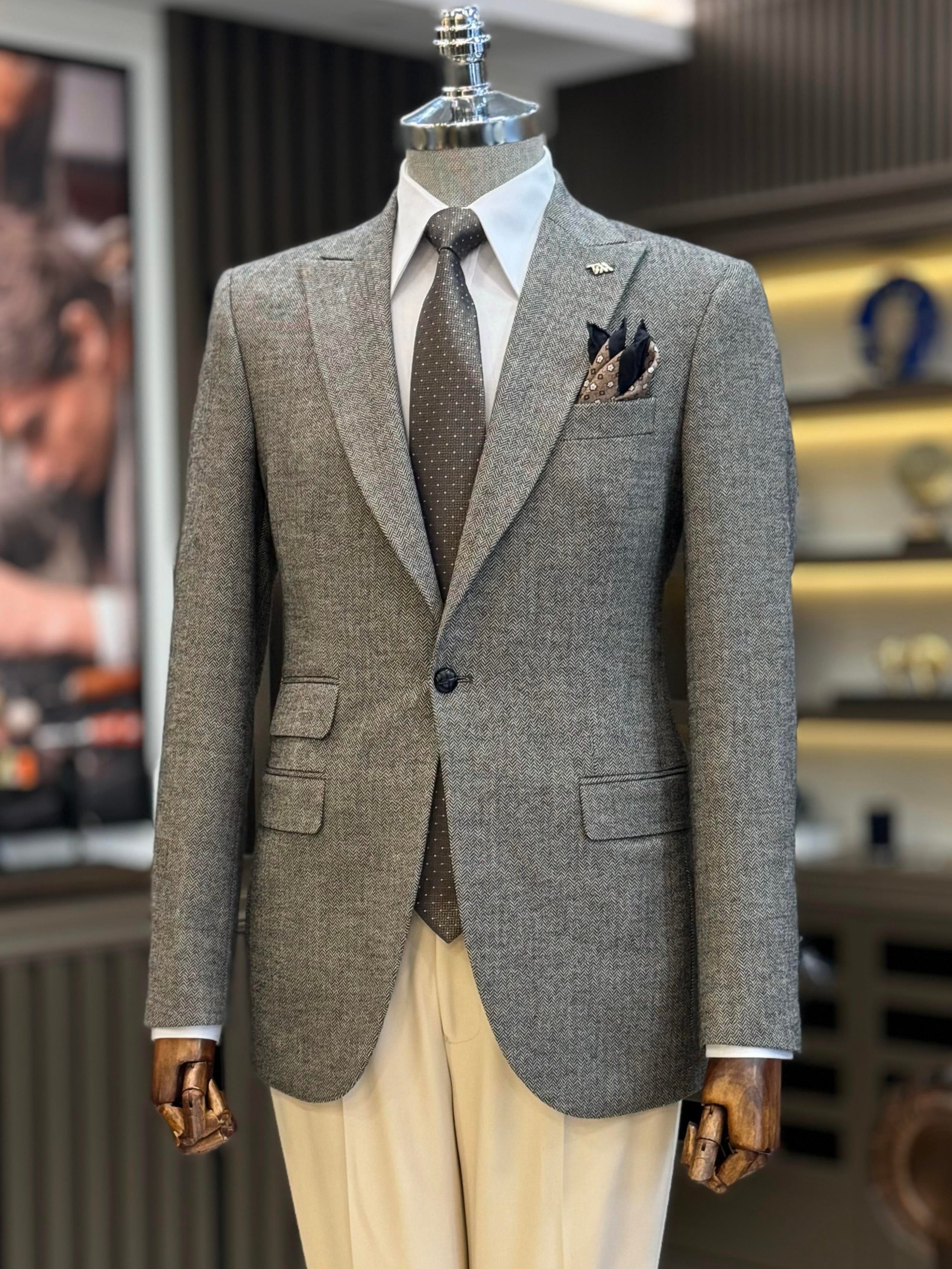 Grey Single Breasted Blazer