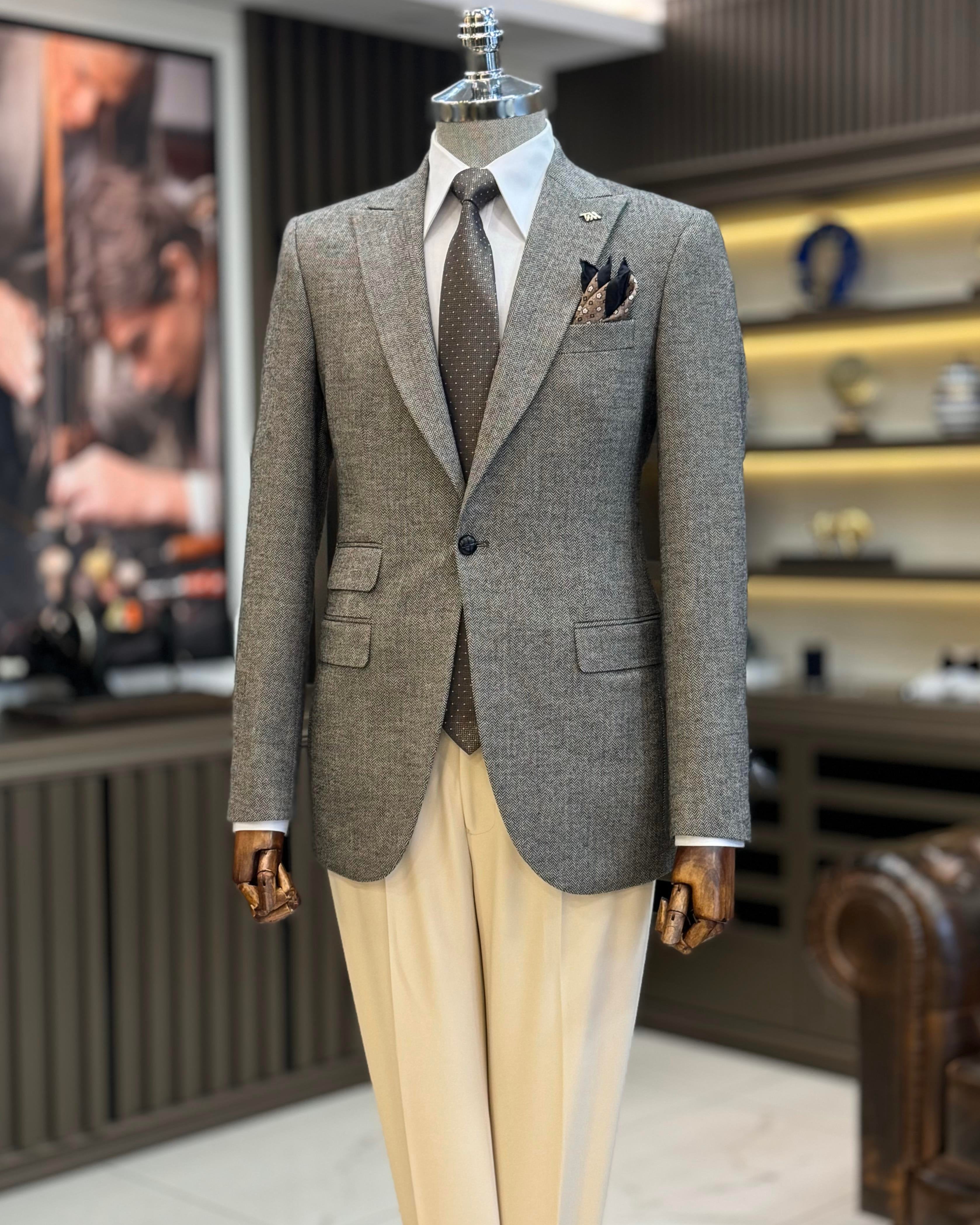 Grey Single Breasted Blazer