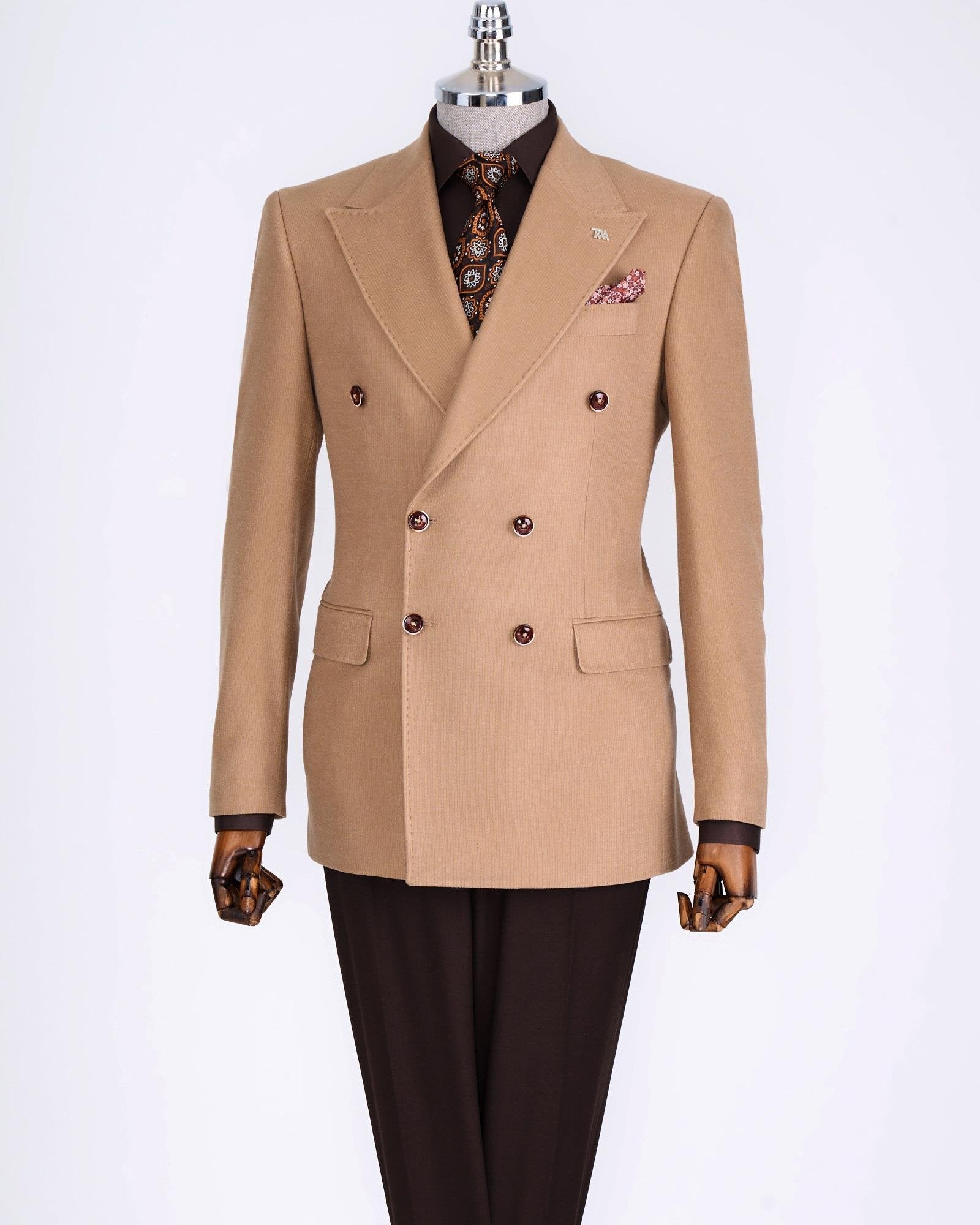 Camel Double Breasted Blazer