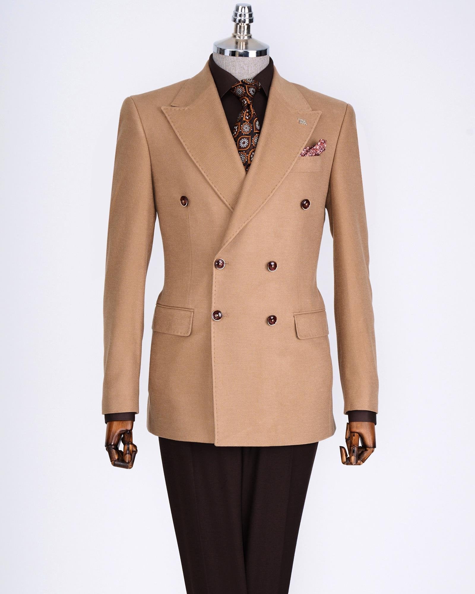 Camel Double Breasted Blazer
