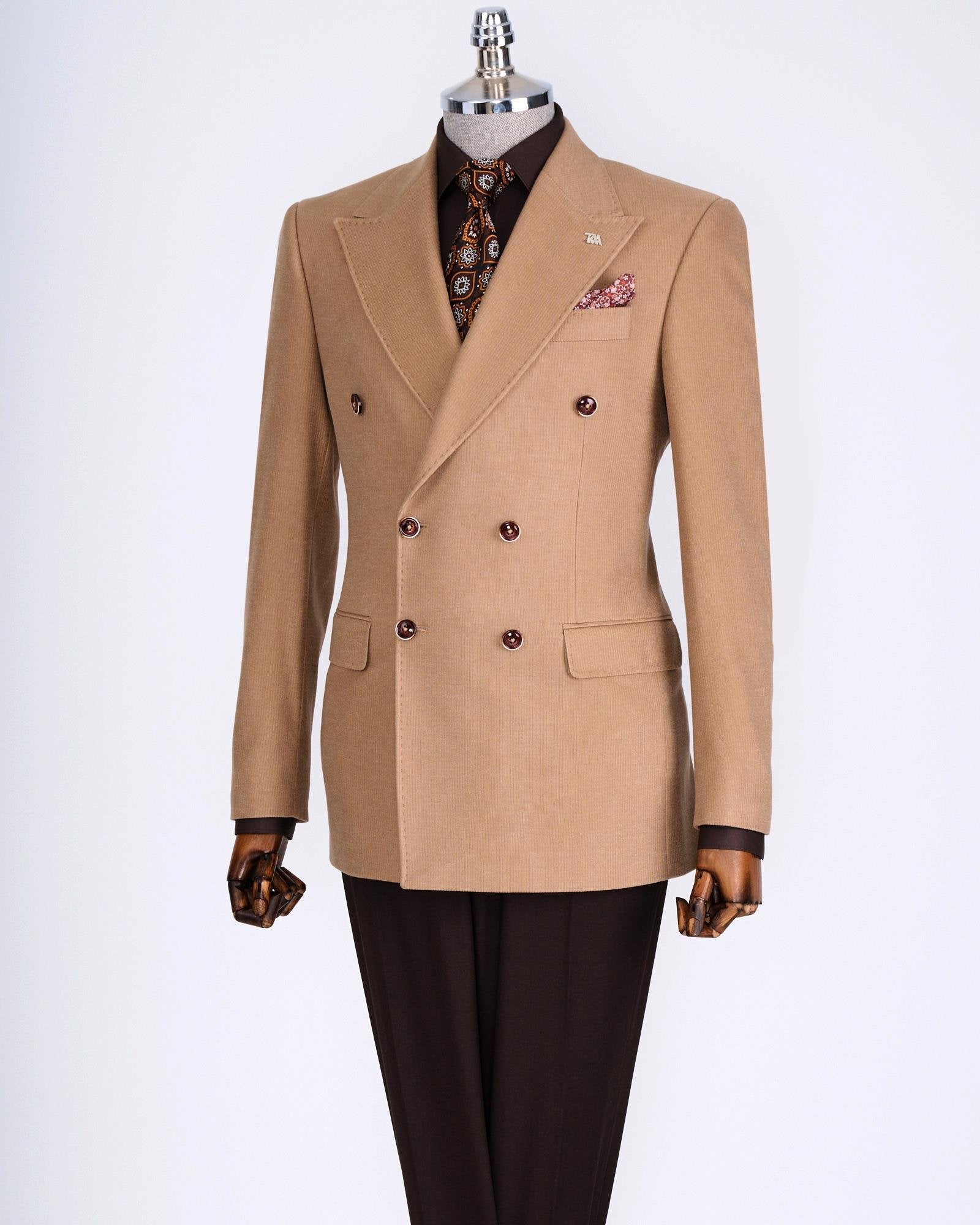 Camel Double Breasted Blazer
