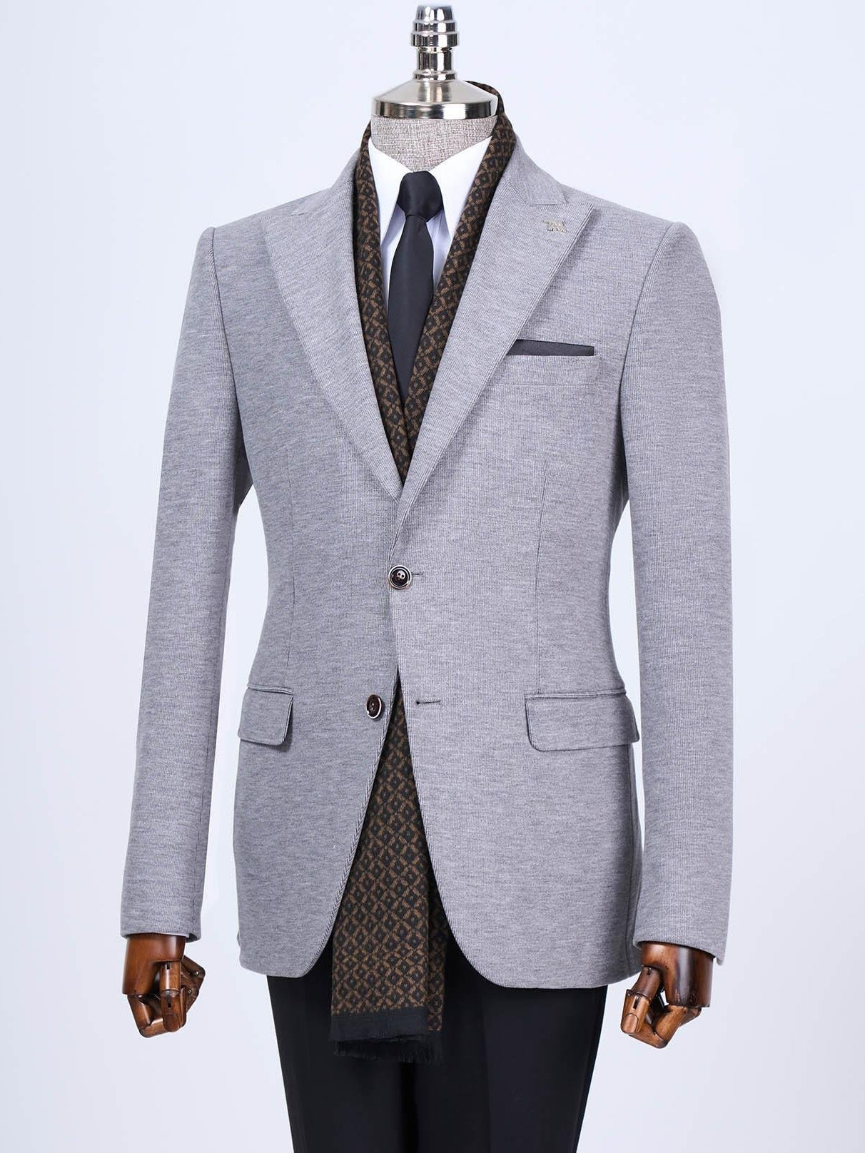 Grey Single Breasted Blazer