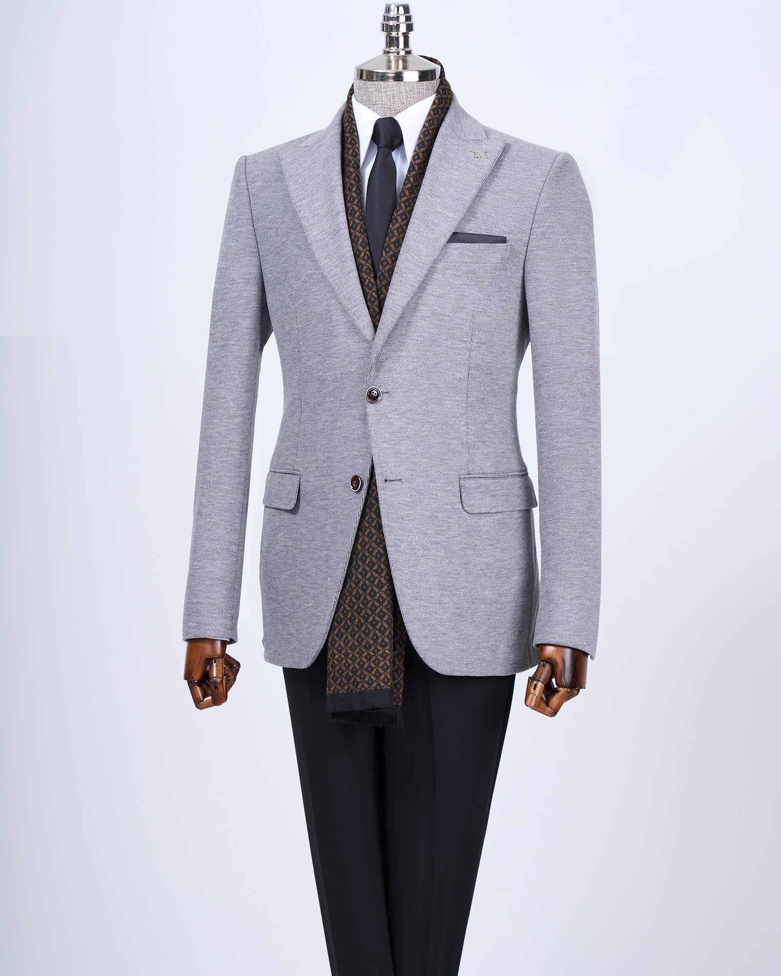 Grey Single Breasted Blazer