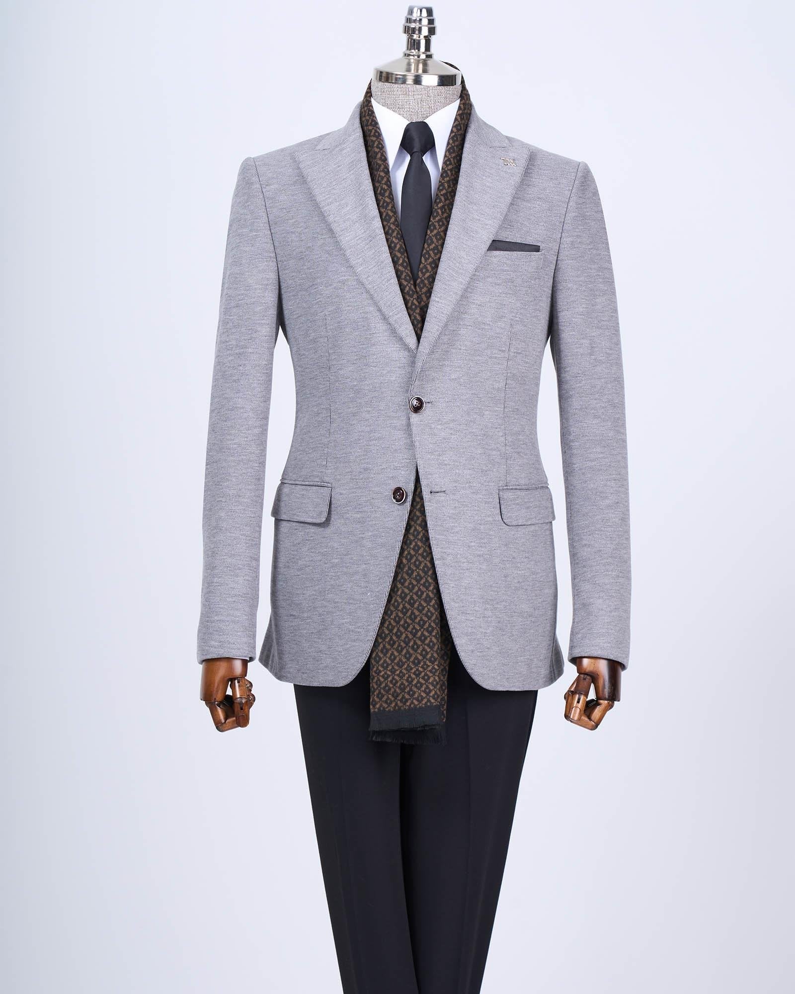 Grey Single Breasted Blazer