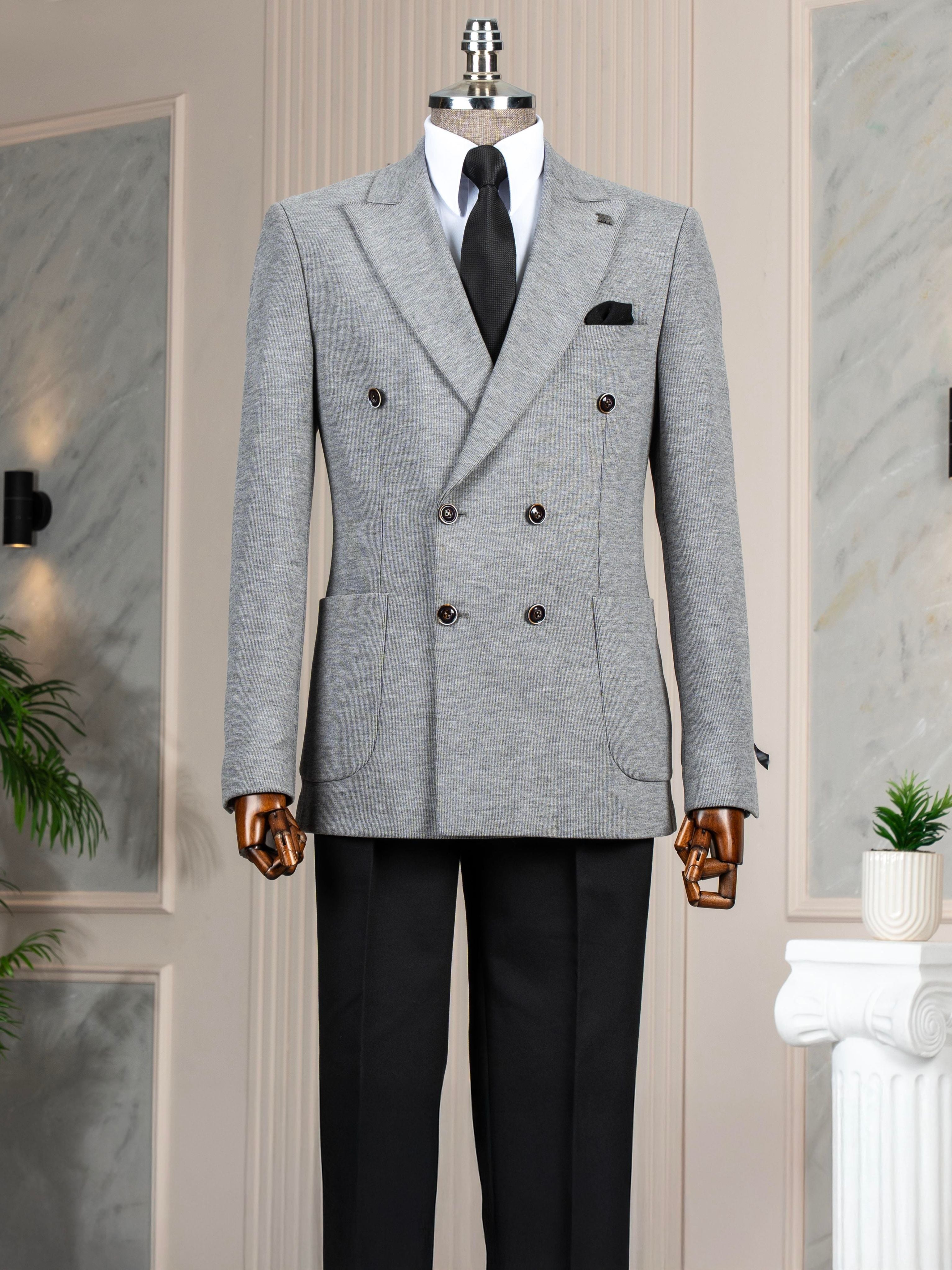 Grey Double Breasted Blazer