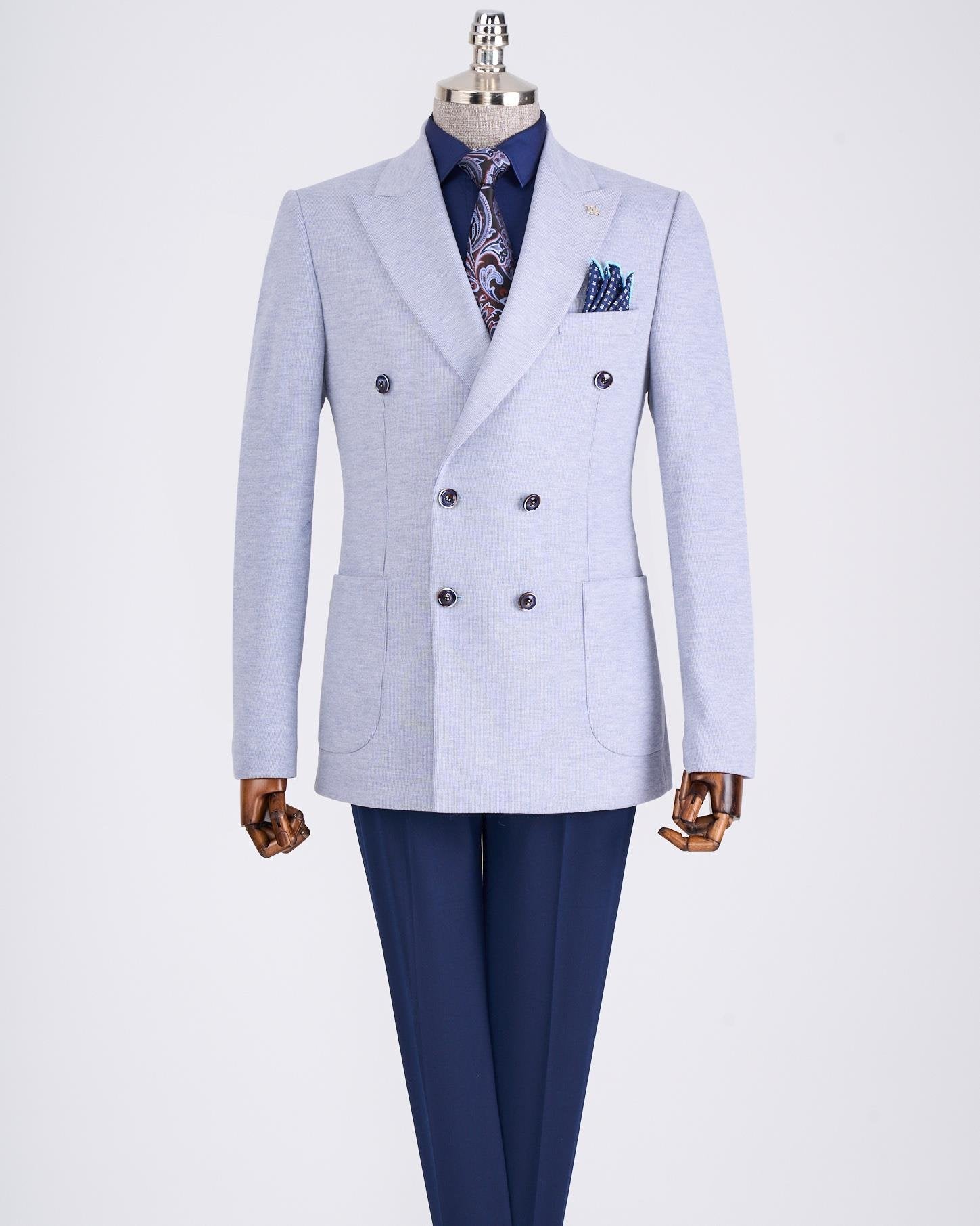 Sky-Blue Double Breasted Blazer