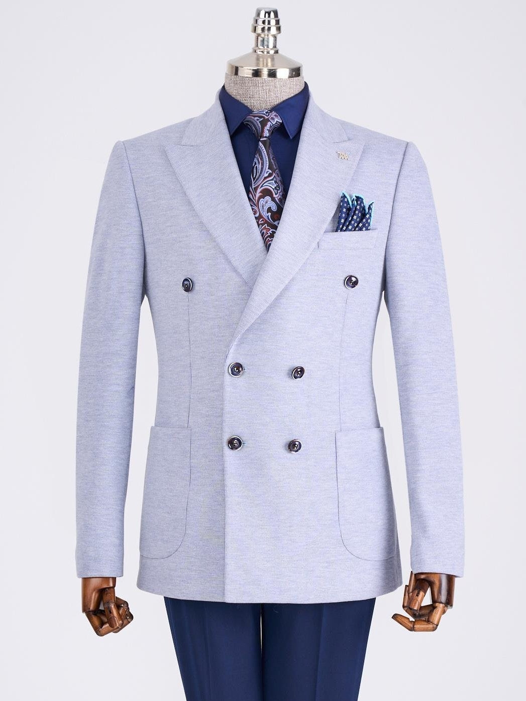 Sky-Blue Double Breasted Blazer